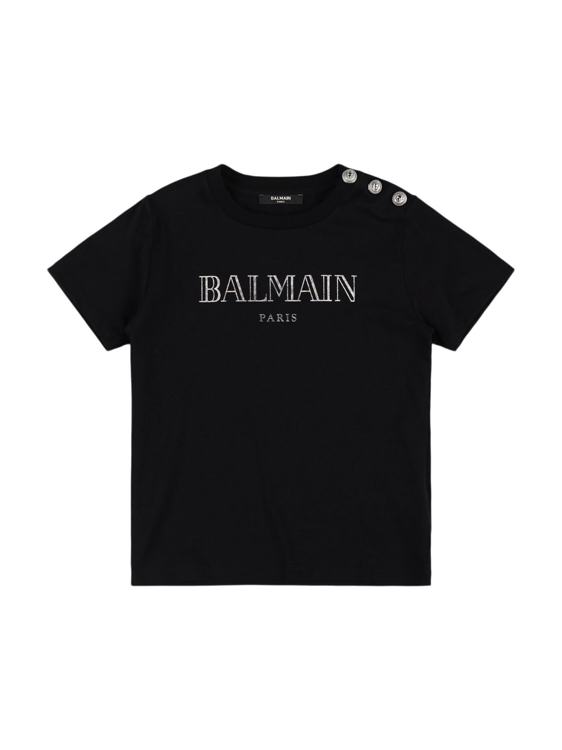 Balmain Babies' Cotton Jersey T-shirt W/ Logo In Black