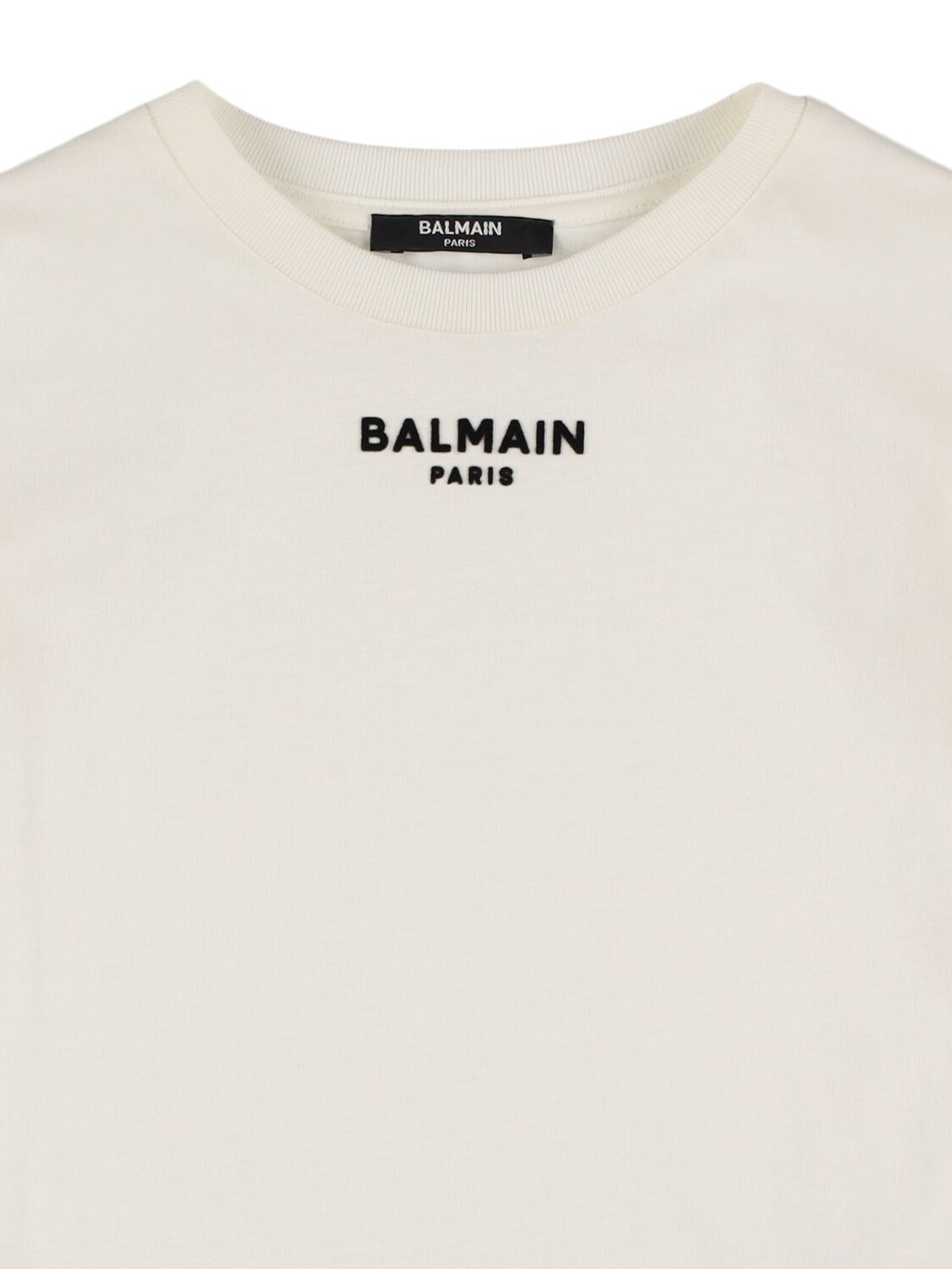 Shop Balmain Cotton Jersey T-shirt W/ Logo In White/black