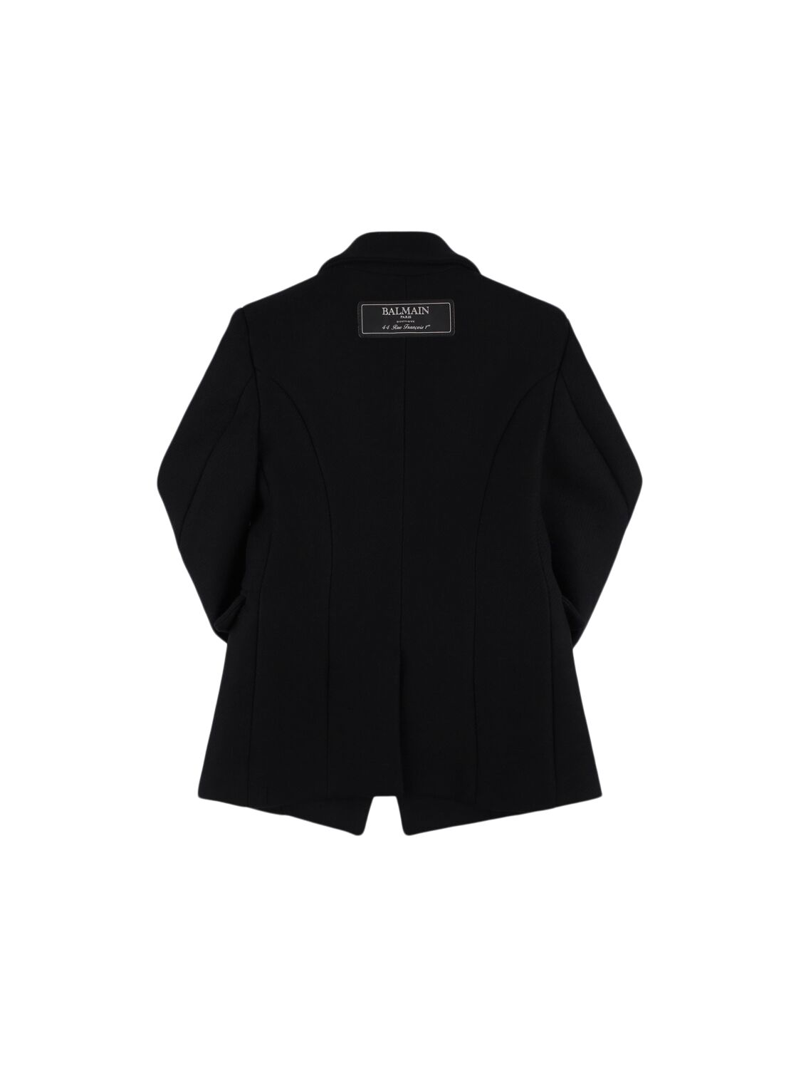 Shop Balmain Asymmetrical Buttoned Wool Blend Coat In Black