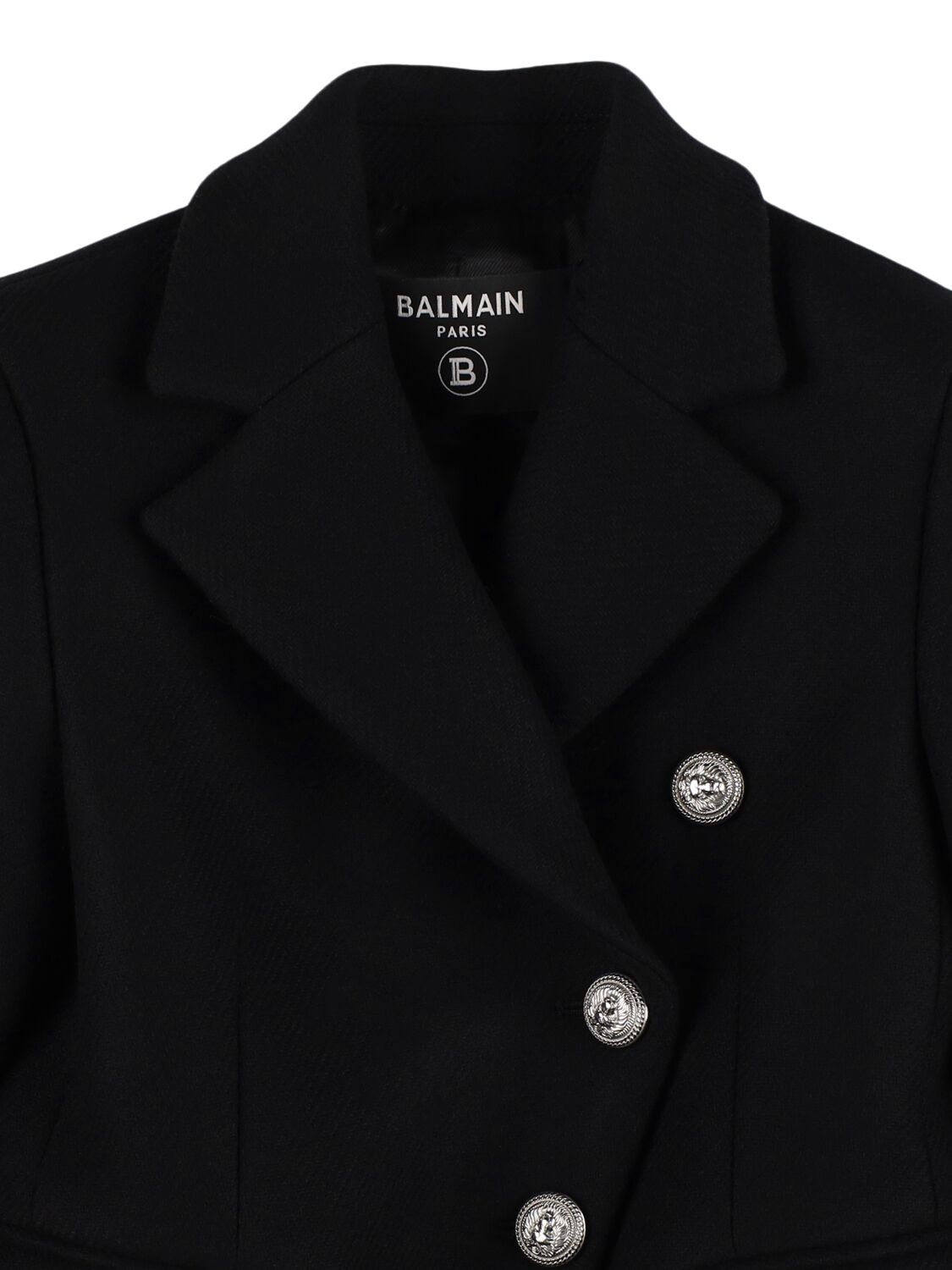 Shop Balmain Asymmetrical Buttoned Wool Blend Coat In Black