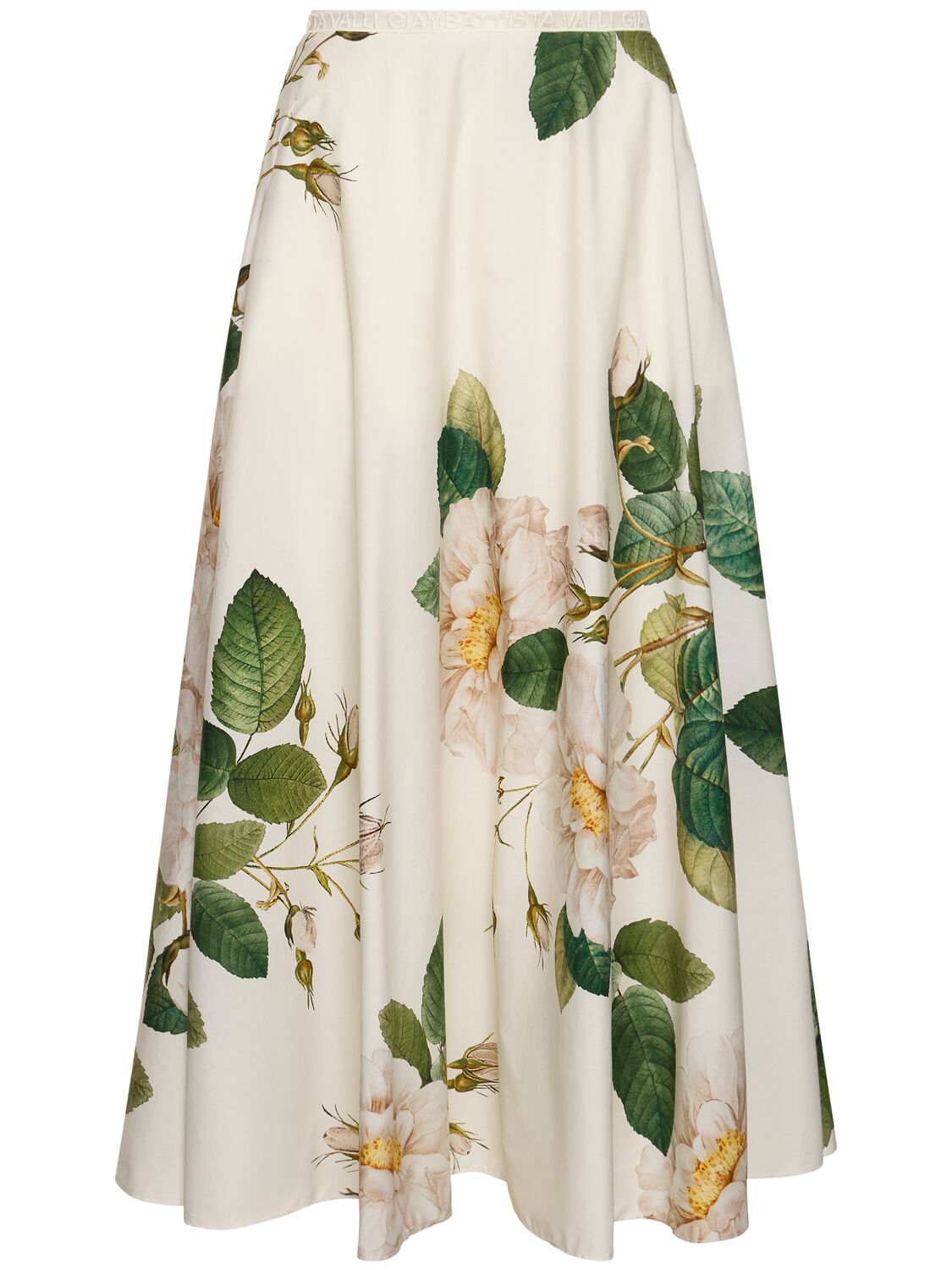 Printed Cotton Poplin Midi Skirt