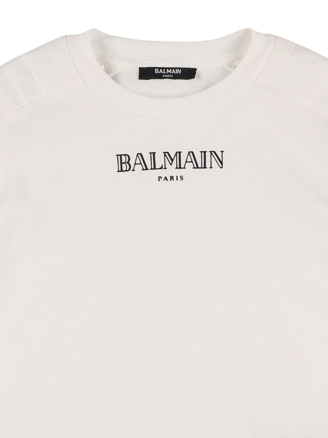 Shop Balmain Cotton Jersey T-shirt W/ Logo In White/black