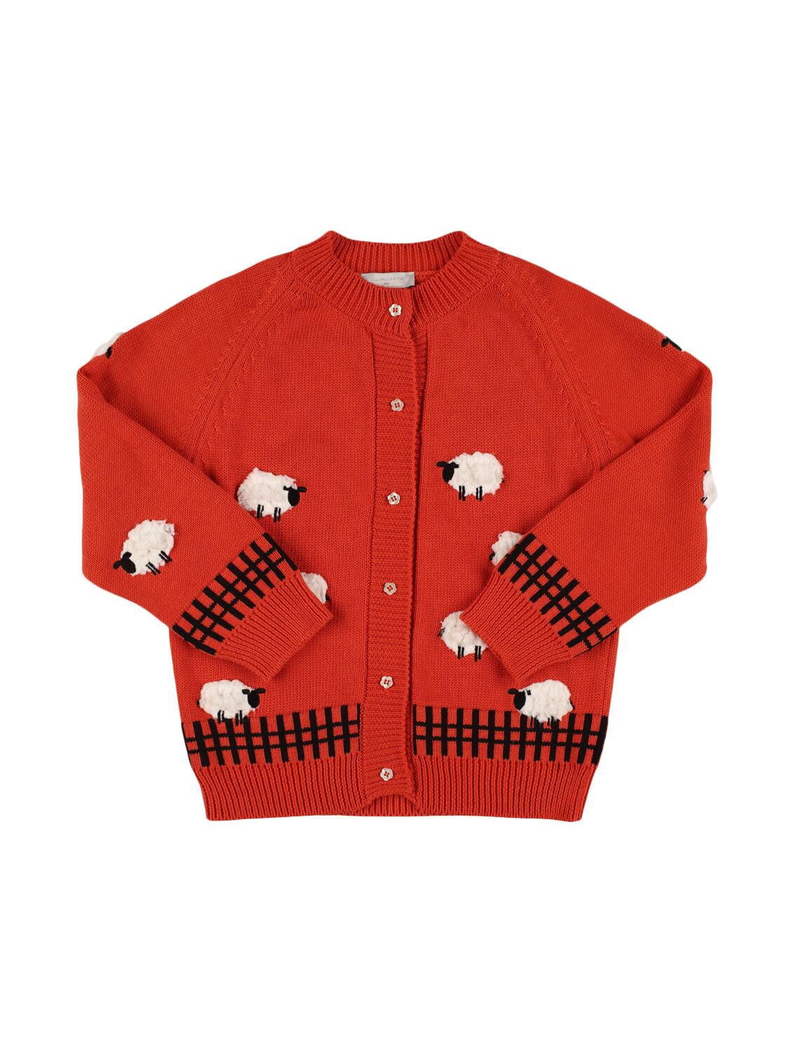 Stella Mccartney Cotton & Wool Knit Cardigan W/ Patches In Red