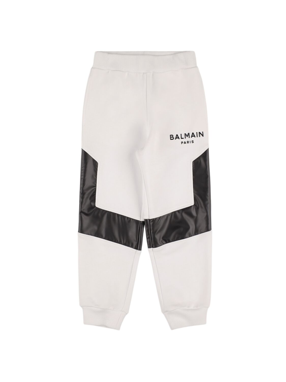 Balmain Cotton Sweatpants W/ Nylon Inserts In White