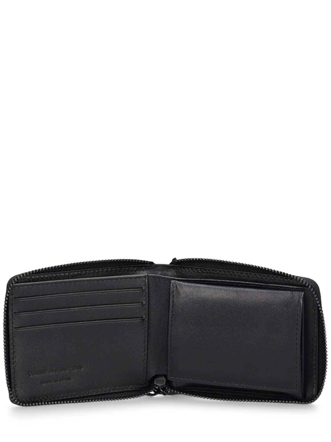 Shop Comme Des Garçons Zipper Medley Leather Wallet In Black