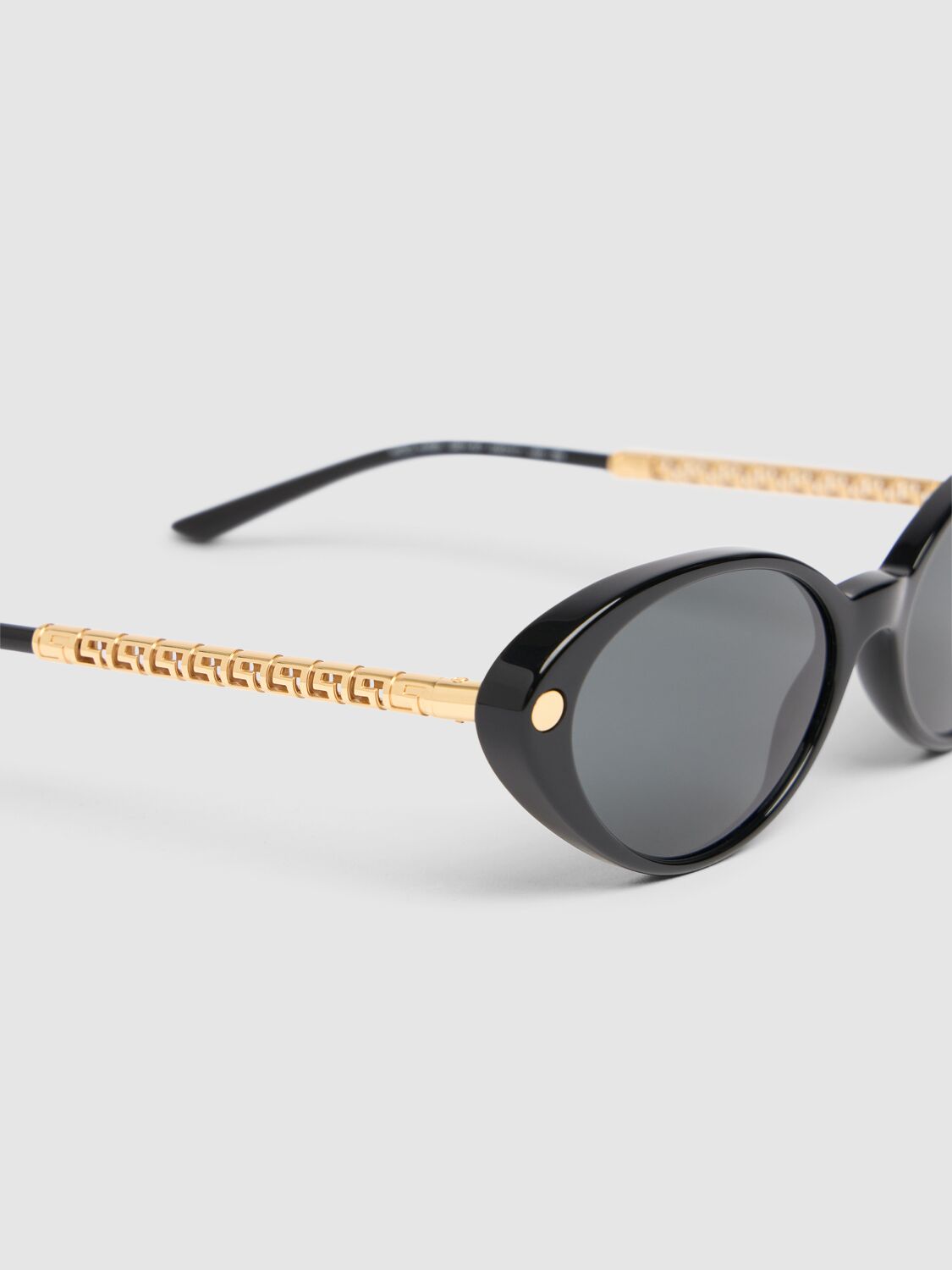 Shop Versace Round Acetate Sunglasses In Gold,black