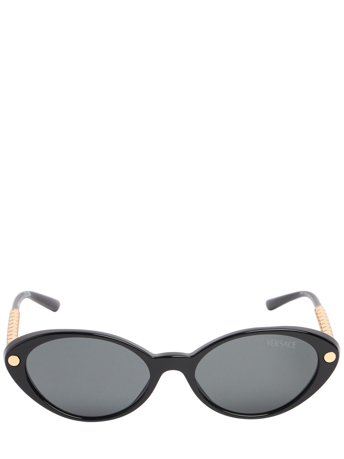 Versace Round Acetate Sunglasses In Gold,black