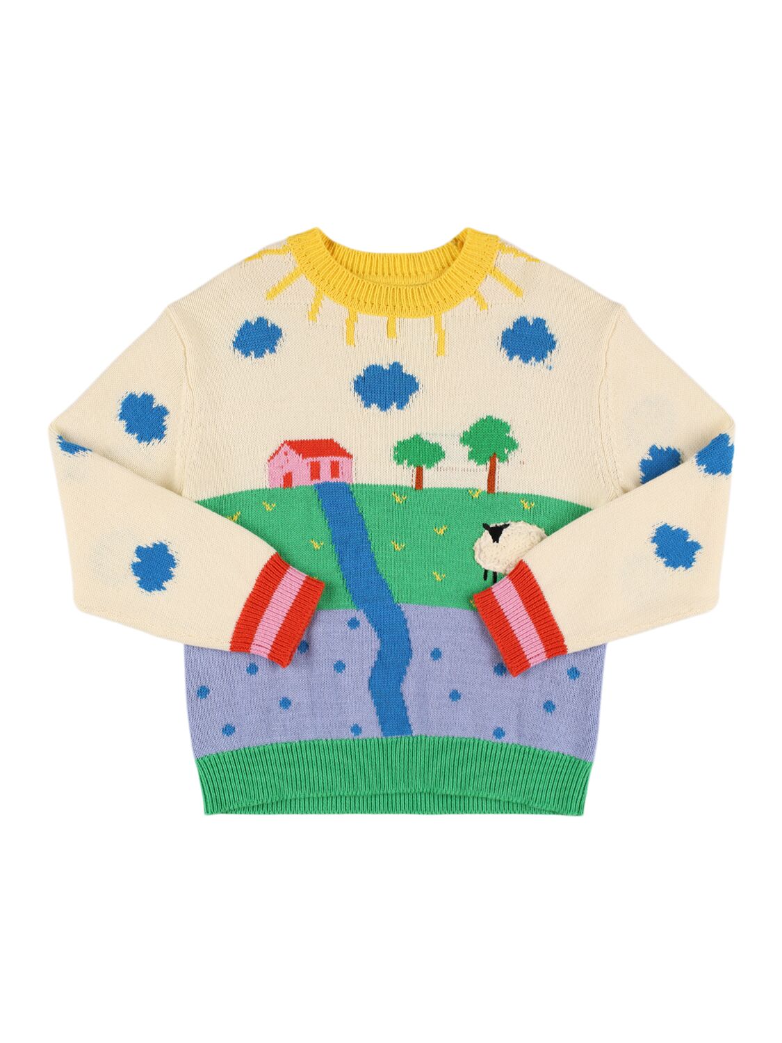 Stella Mccartney Cotton & Wool Knit Intarsia Sweater In Multicolor