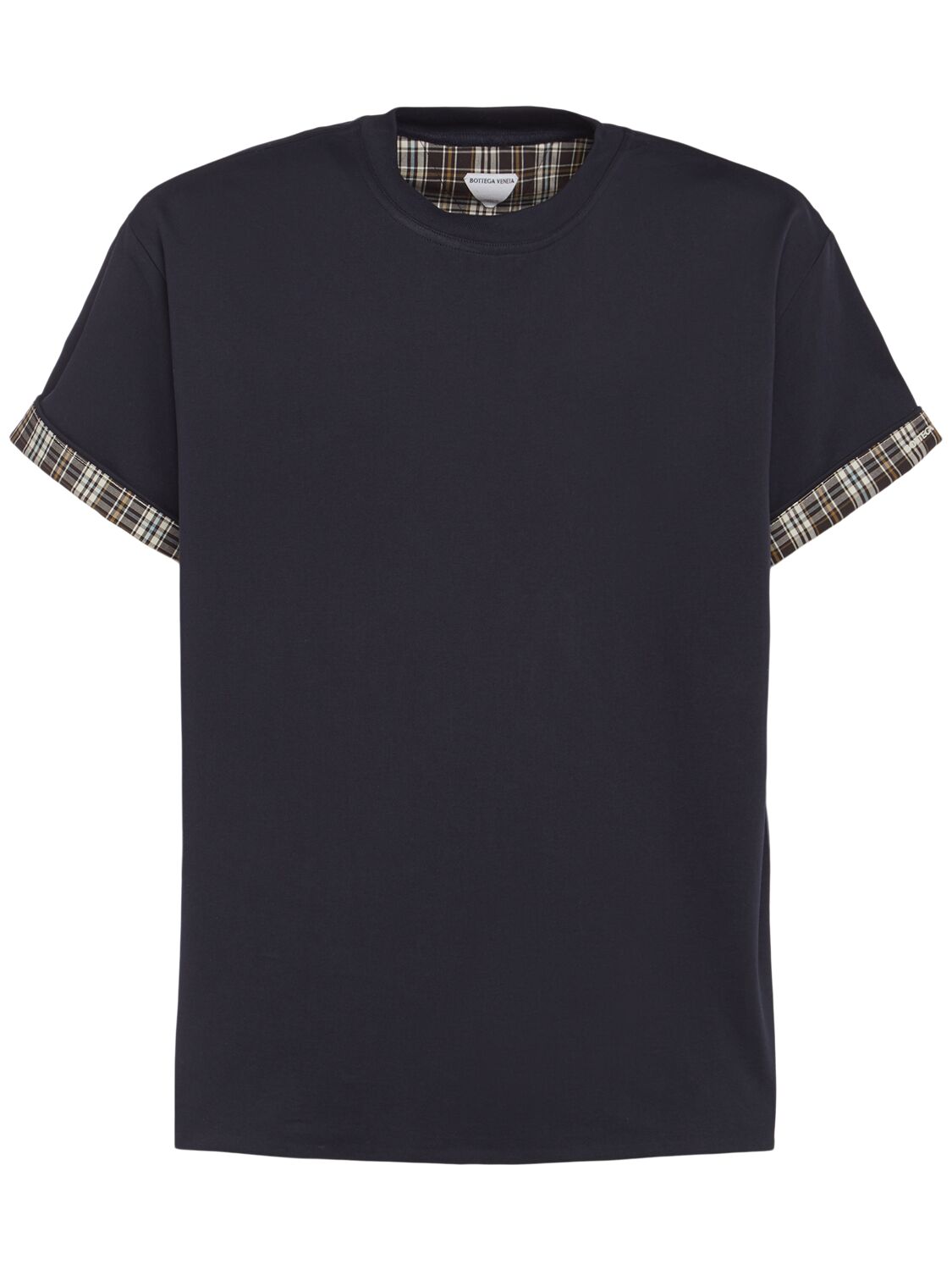 Double Layer Checked Cotton T-shirt
