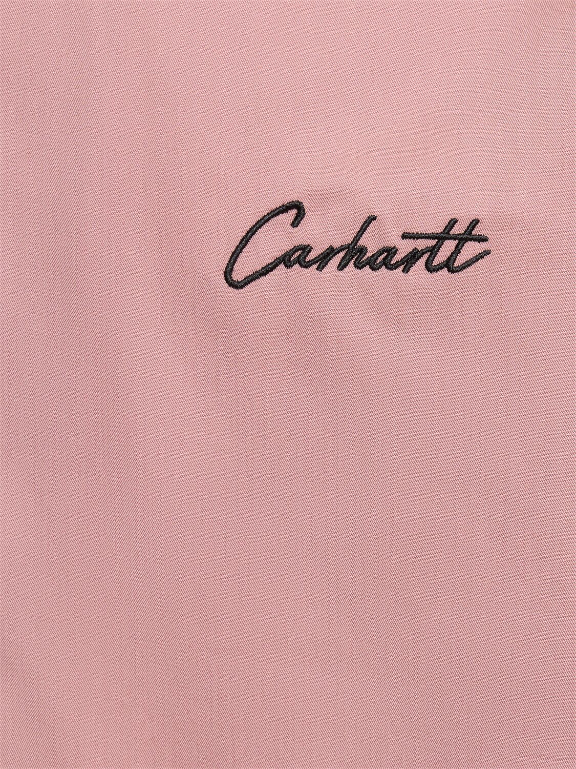 Shop Carhartt Delray Cotton Blend Short Sleeve Shirt In 핑크