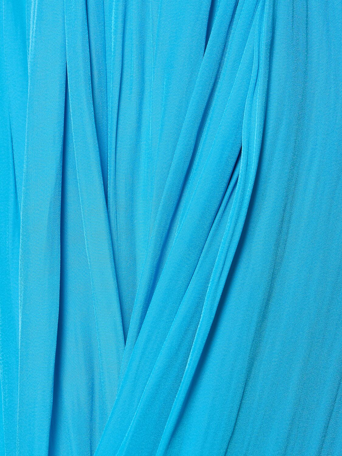 Shop Lanvin Flared Satin High Waist Midi Skirt In 블루