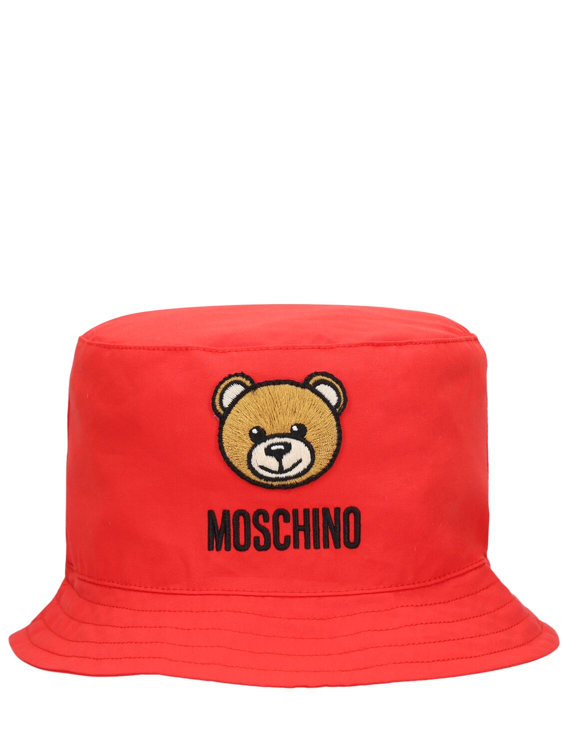Moschino Kids' Cotton Poplin Bucket Hat In 레드