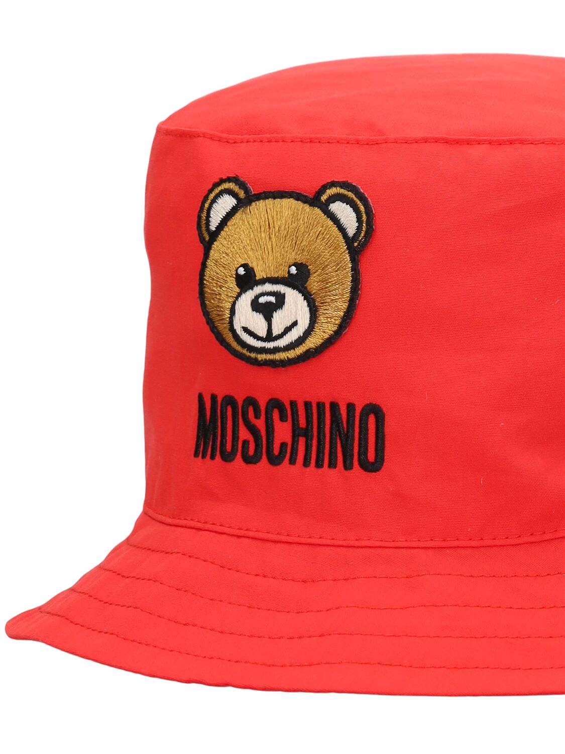 Shop Moschino Cotton Poplin Bucket Hat In 레드