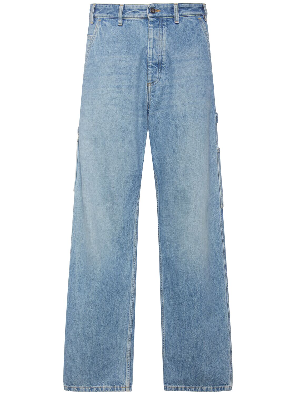 Bottega Veneta Vintage Indigo Cotton Cargo Jeans In Mid Blue