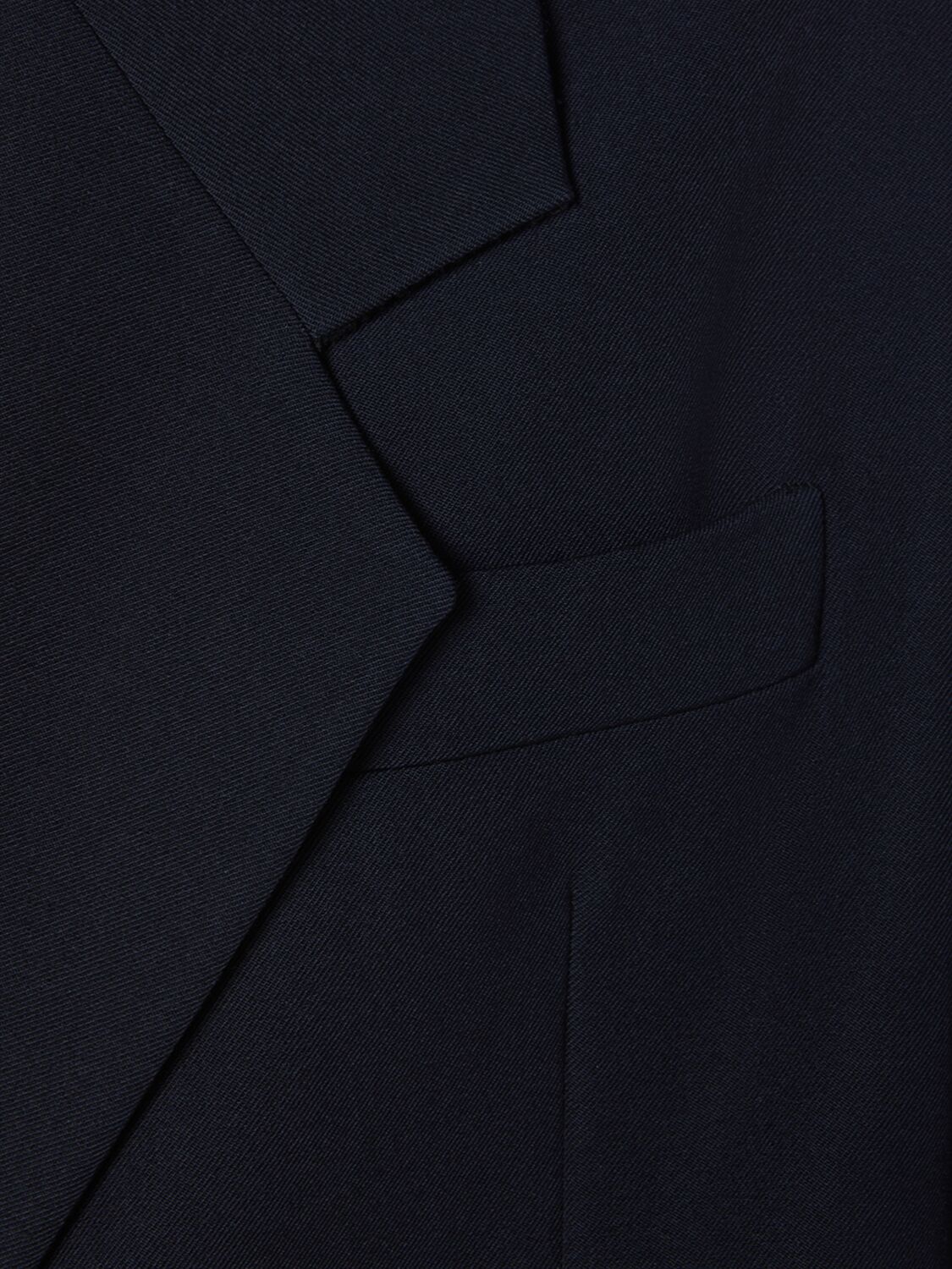 Shop Bottega Veneta Compact Wool Gabardine Blazer In Midnight Blue