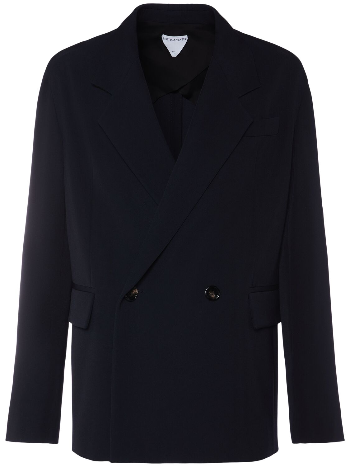 Shop Bottega Veneta Compact Wool Gabardine Blazer In Midnight Blue