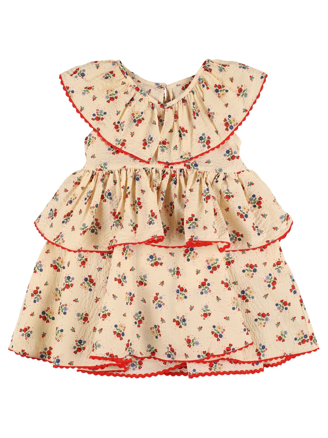 Konges Sløjd Kids' Floral Organic Cotton Woven Dress In Beige,multi