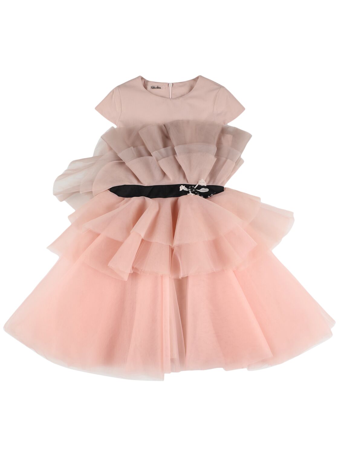 Nikolia Kids' Tulle Dress W/ Butterfly Appliqué In Pink