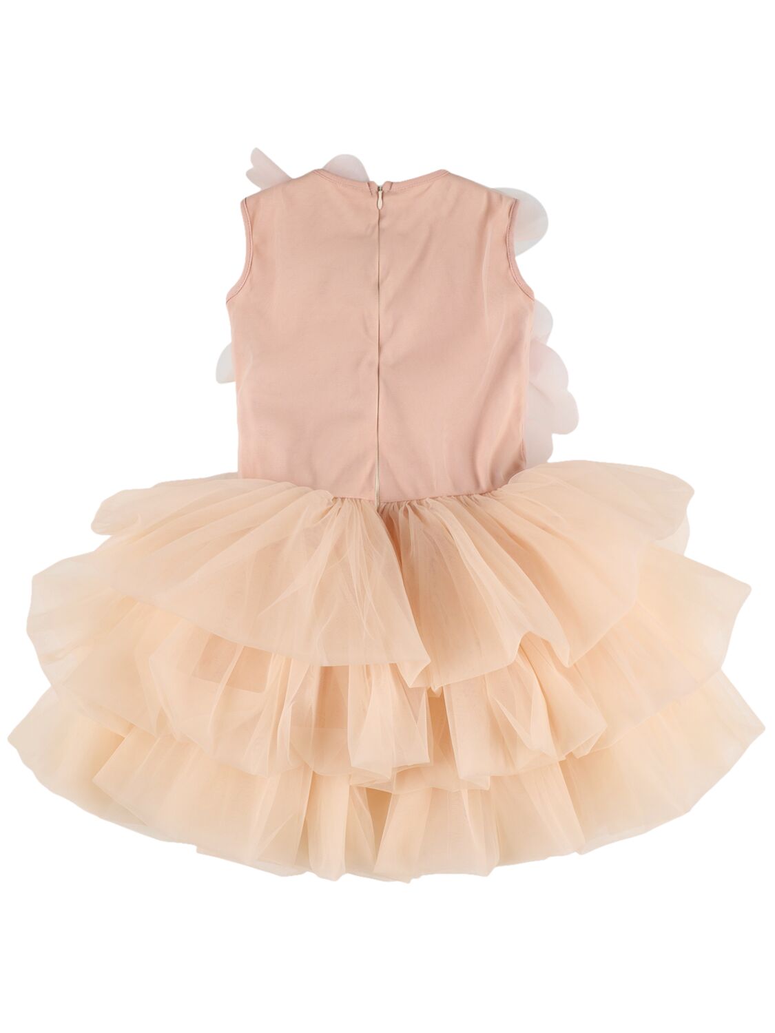 Shop Nikolia Tulle Dress W/ Rose Appliqués In Pink