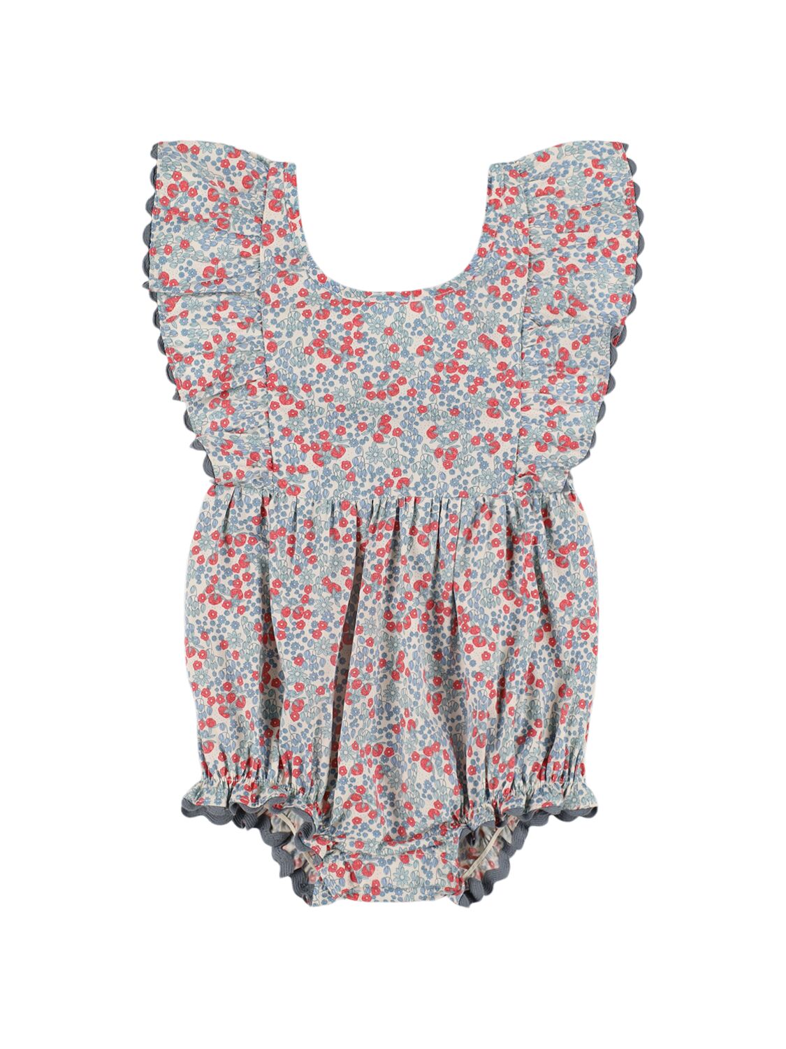 Image of Floral Organic Cotton Woven Romper