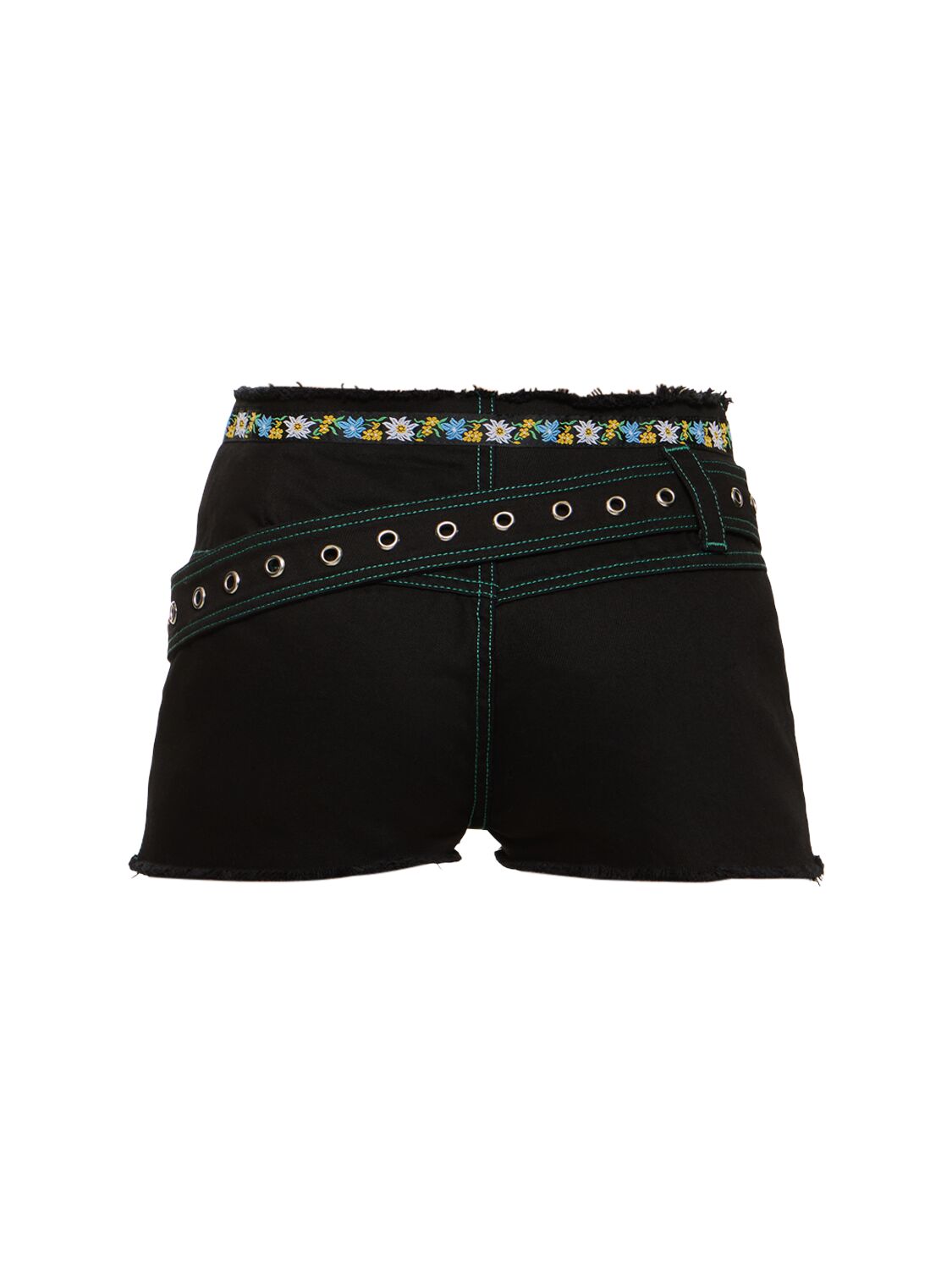 Shop Cormio Robin Fitted Denim Shorts W/belt In 블랙