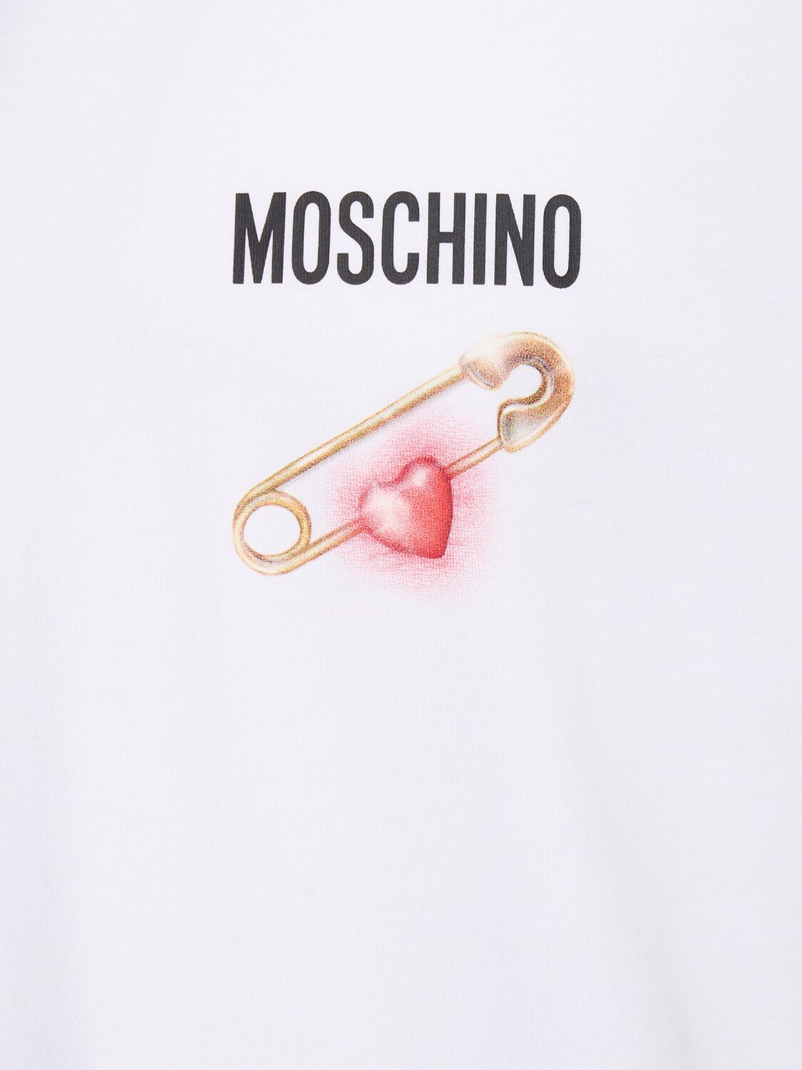 Shop Moschino Heart Safety Pin T-shirt In White