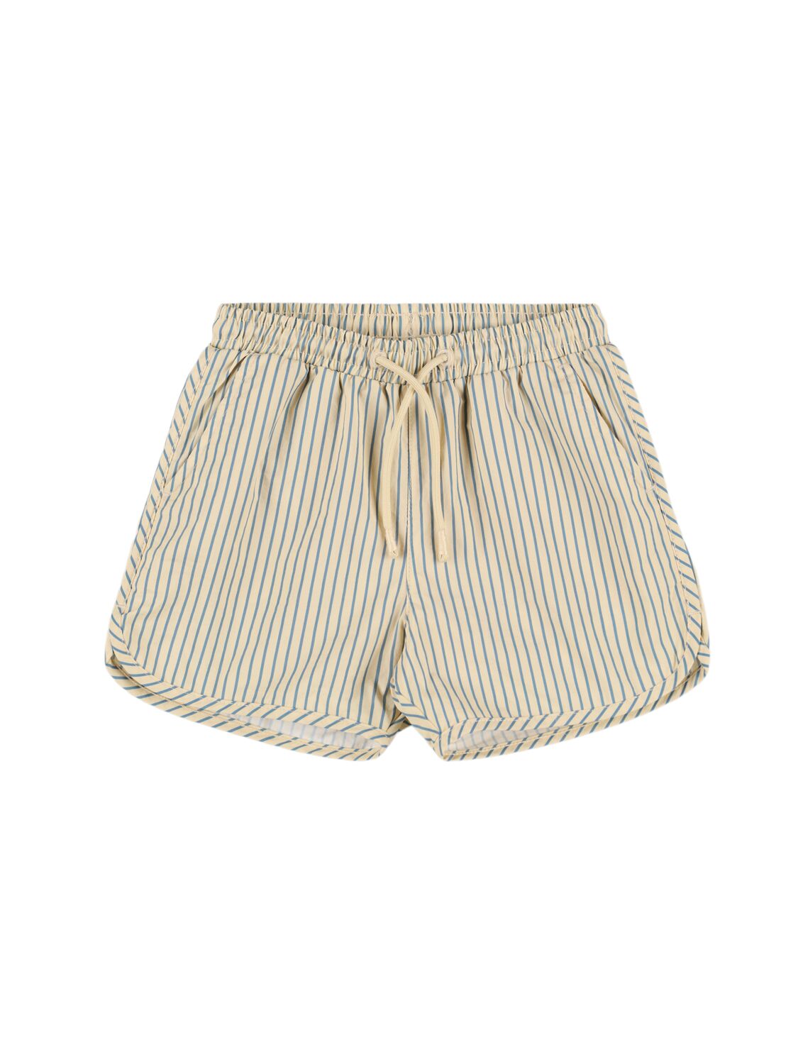 Konges Sløjd Kids' Striped Nylon Swim Shorts In 베이지,블루