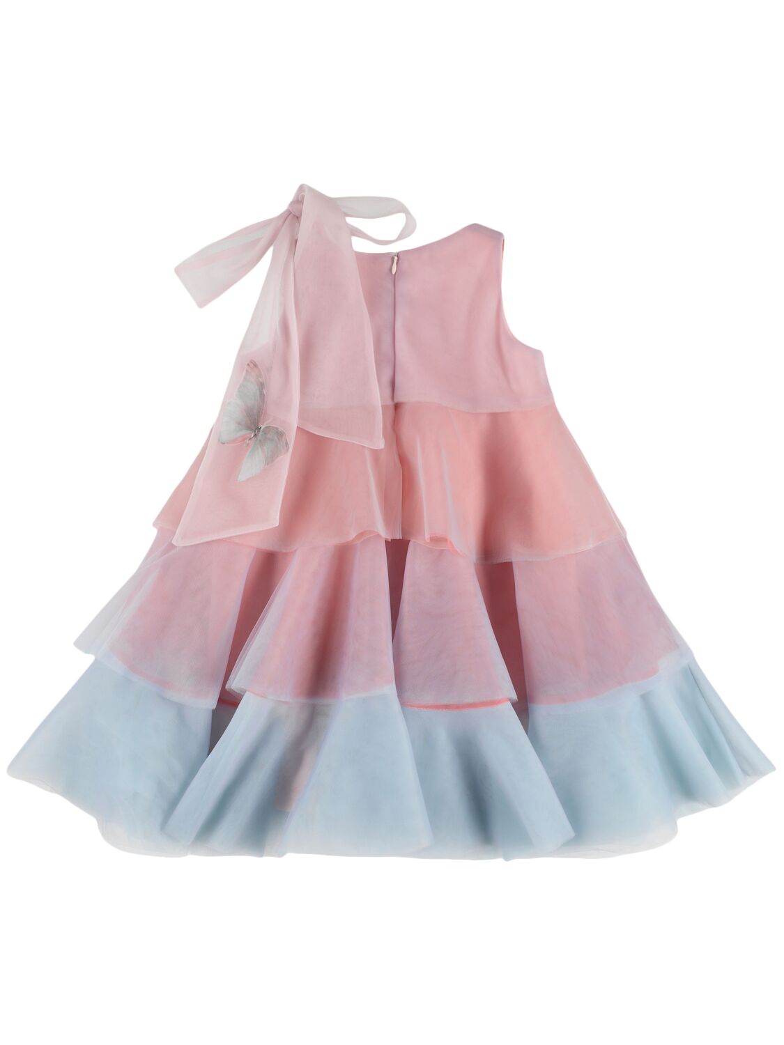 Shop Nikolia Layered Tulle Dress W/ Appliqués In Multicolor