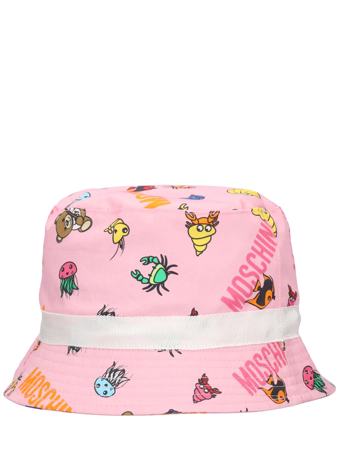 Shop Moschino Printed Cotton Gabardine Bucket Hat In Pink