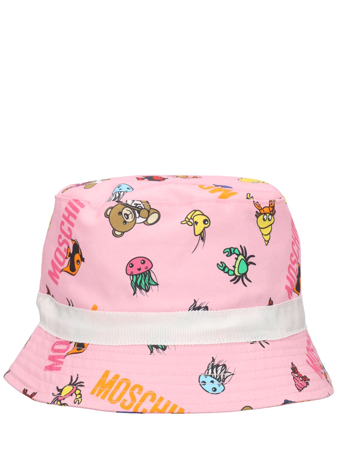 Moschino Kids' Printed Cotton Gabardine Bucket Hat In Pink