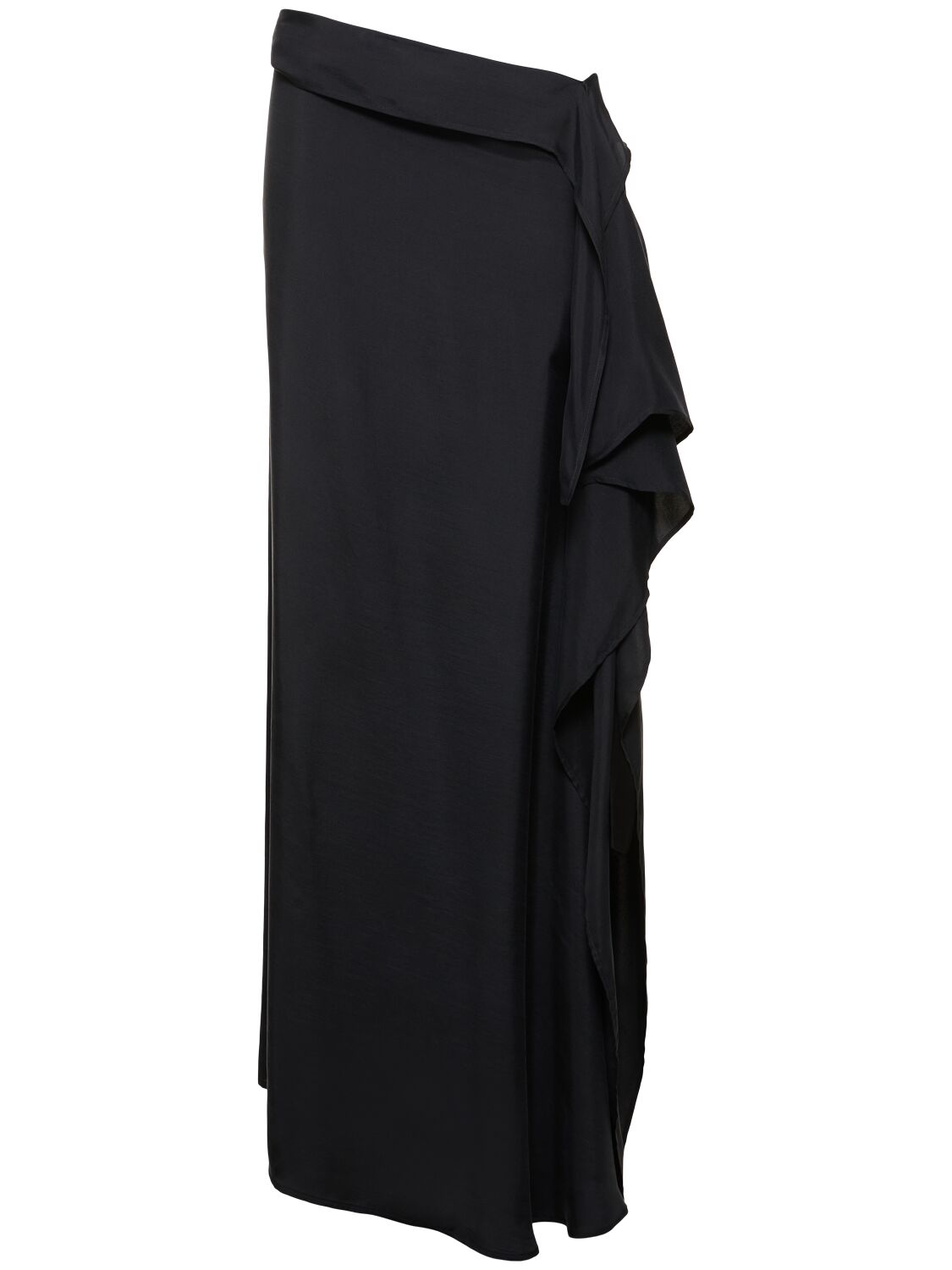 Image of Medi Asymmetric Silk Twill Long Skirt