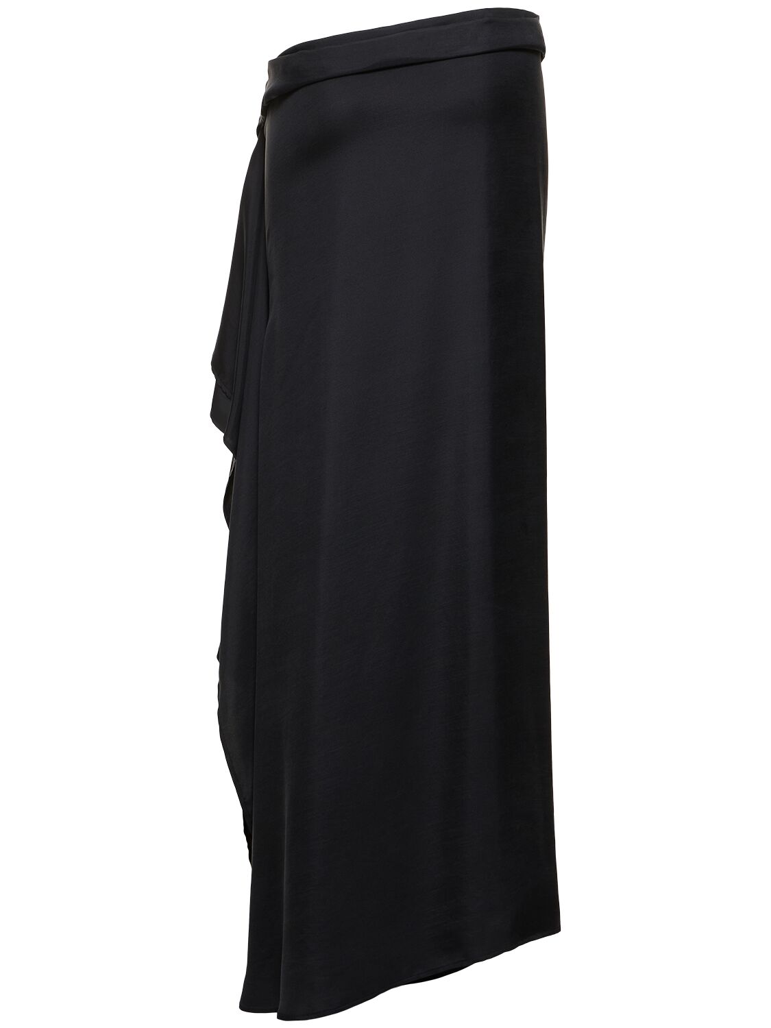 Shop Ann Demeulemeester Medi Asymmetric Silk Twill Long Skirt In 연한 블랙