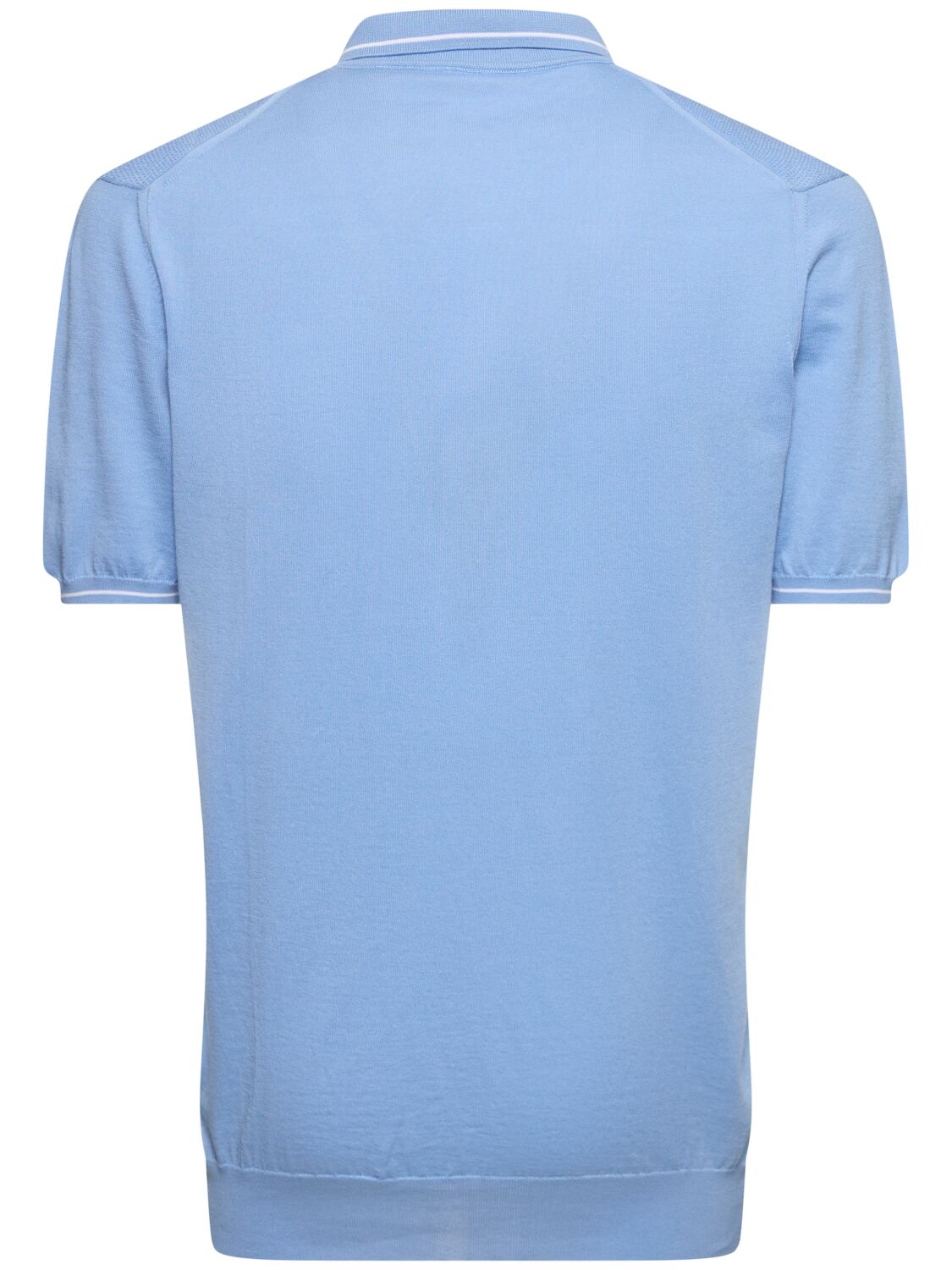Shop Kiton Cotton Jersey Polo In 라이트 블루