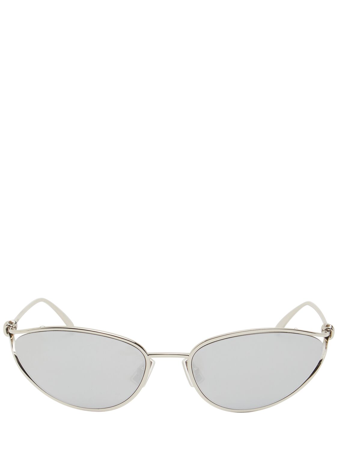 Bottega Veneta Bv1330s Knot Cat Eye Metal Sunglasses In Silver