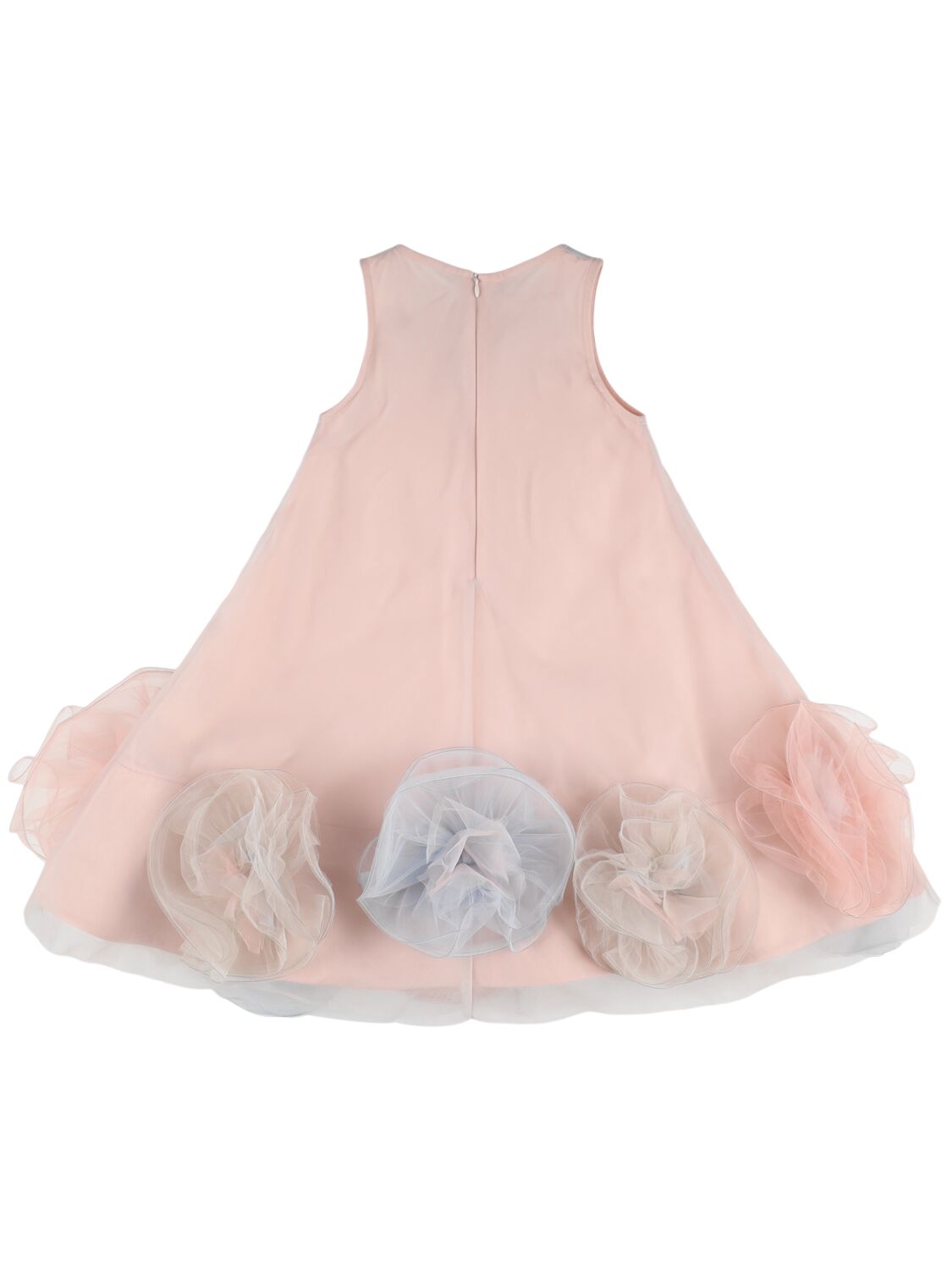 Shop Nikolia Embellished Tulle Dress W/ Appliqués In Pink,multi