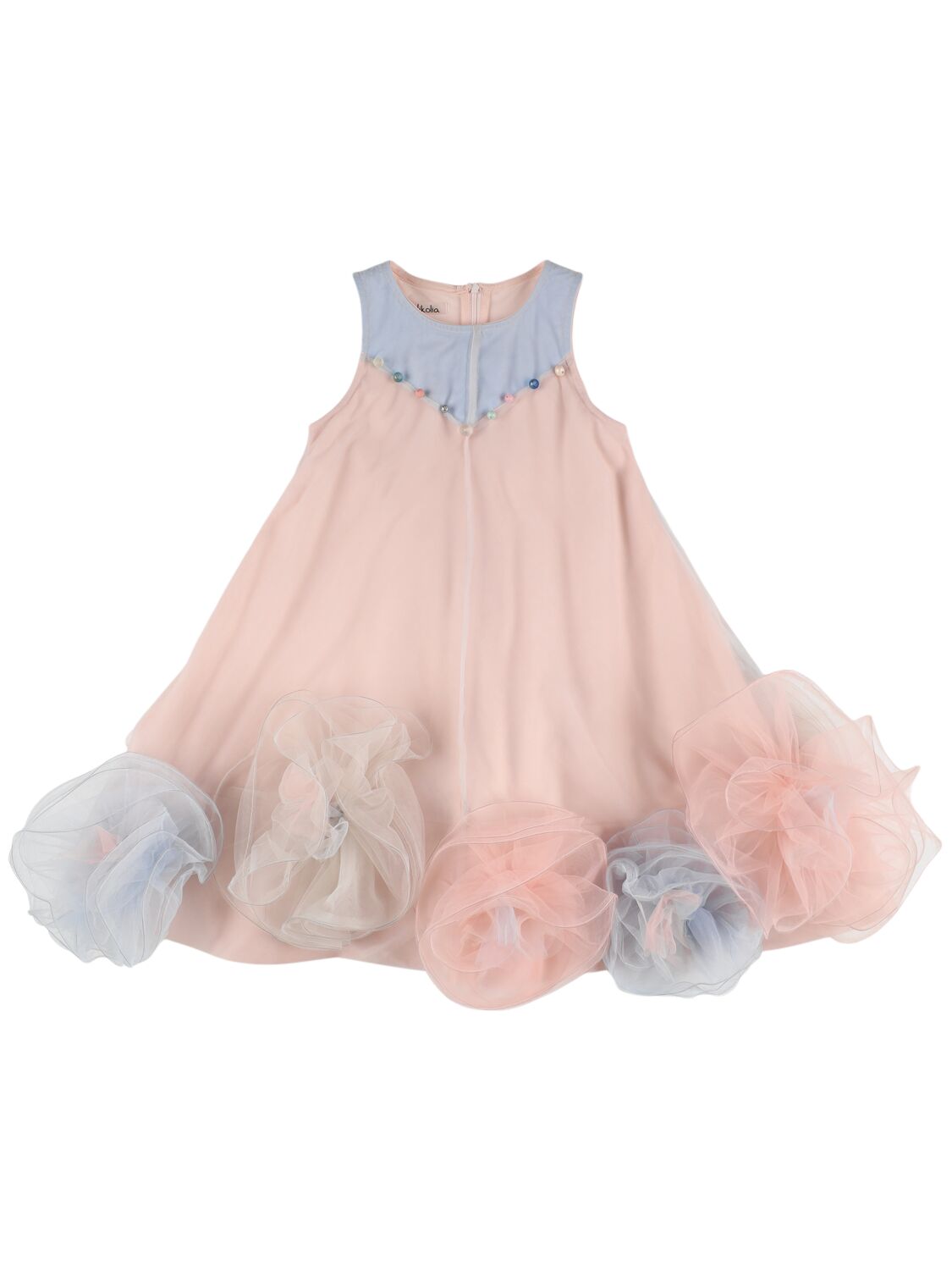 Nikolia Kids' Embellished Tulle Dress W/ Appliqués In Pink,multi