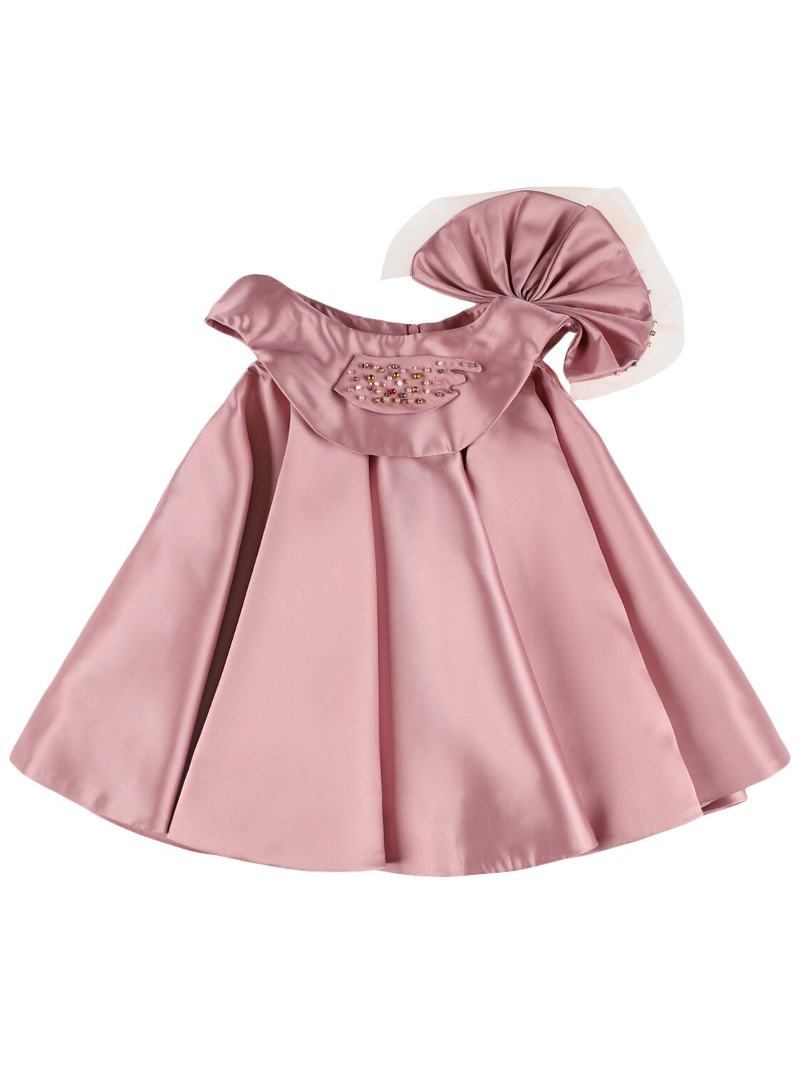 Nikolia Kids' Taffeta Dress W/ Appliqué In Pink