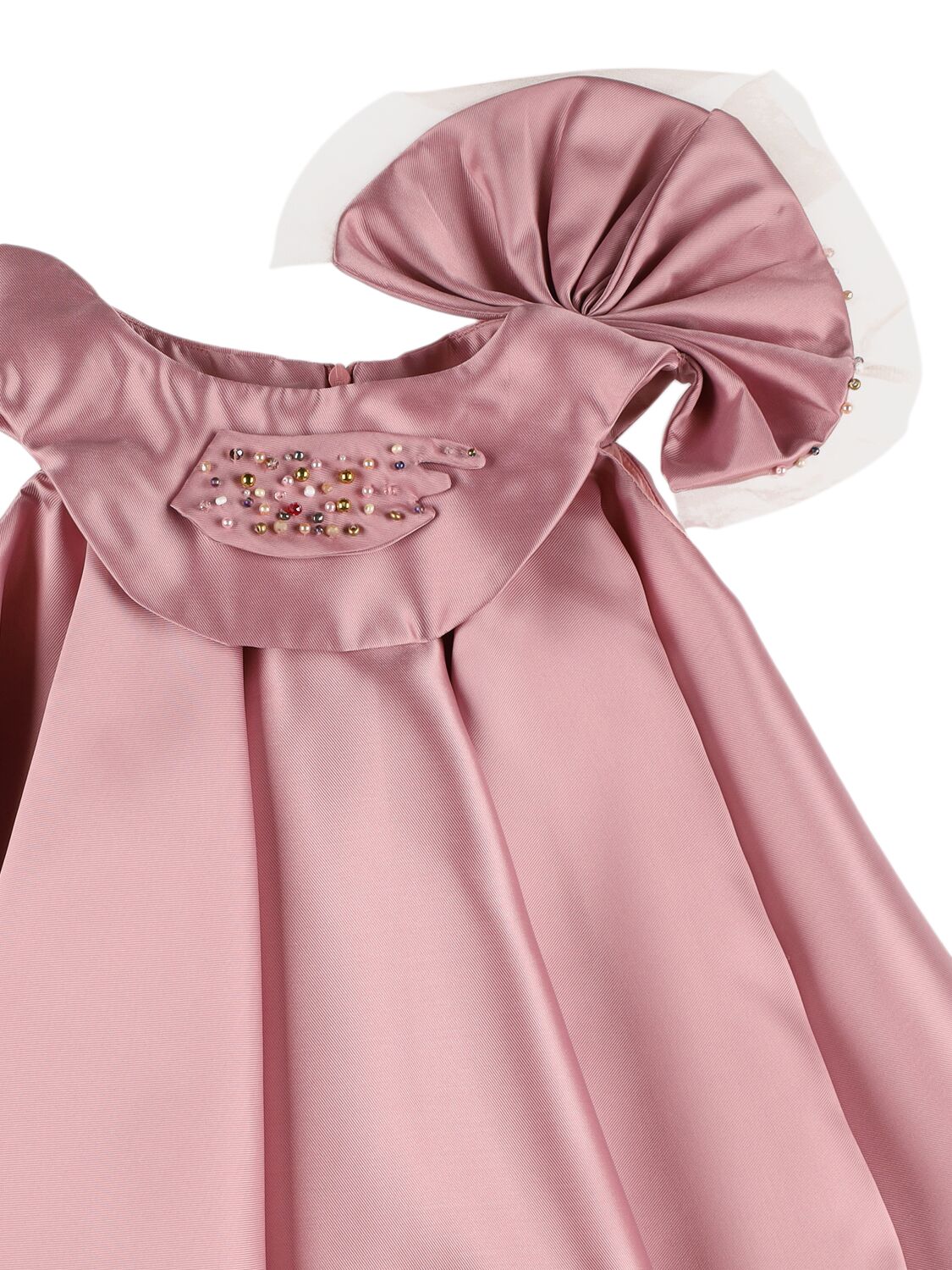 Shop Nikolia Taffeta Dress W/ Appliqué In Pink