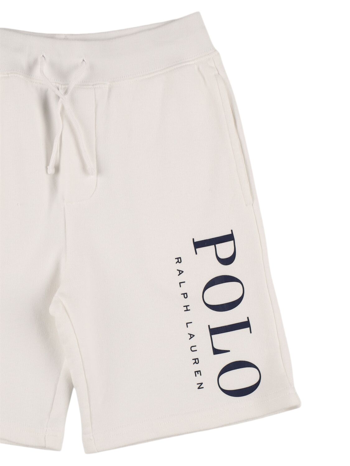Shop Ralph Lauren Logo Print Cotton Jersey Sweat Shorts In 화이트