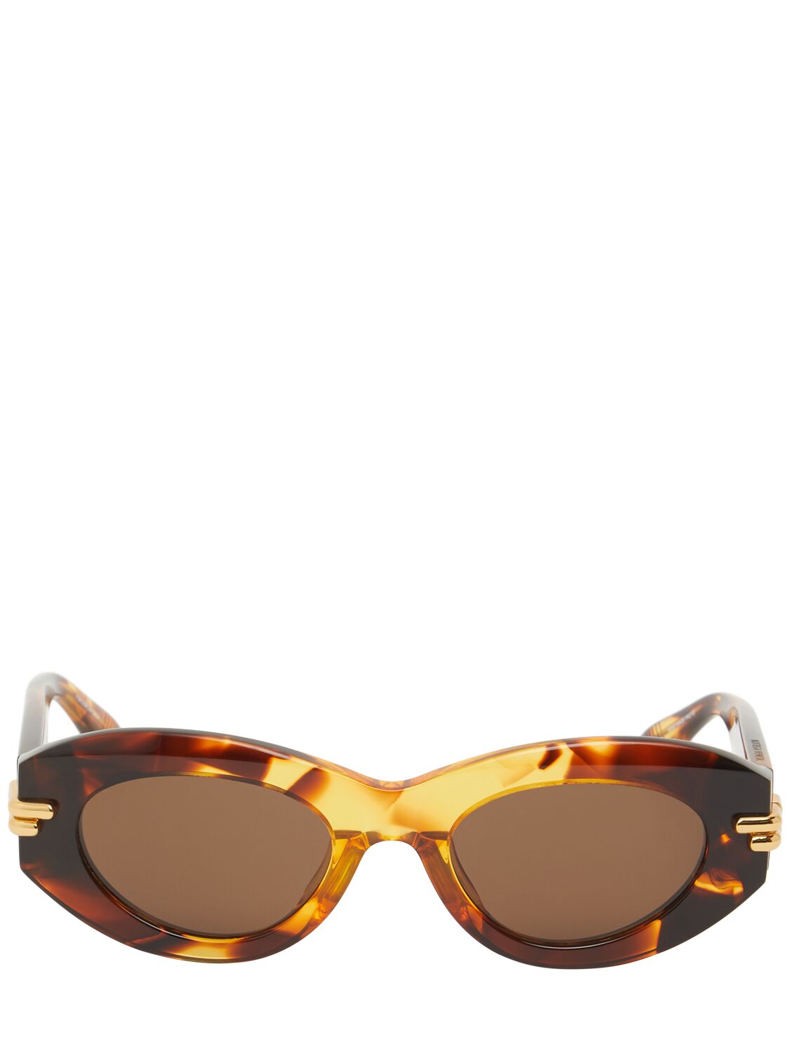 Bottega Veneta Bv1322s Mitre Acetate Oval Sunglasses In Havana