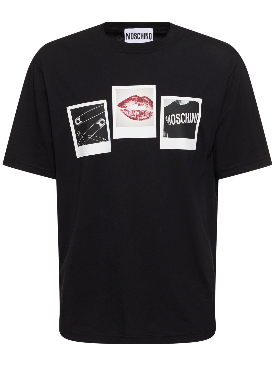 Shop Moschino Archive Graphics Polaroid T-shirt In Black