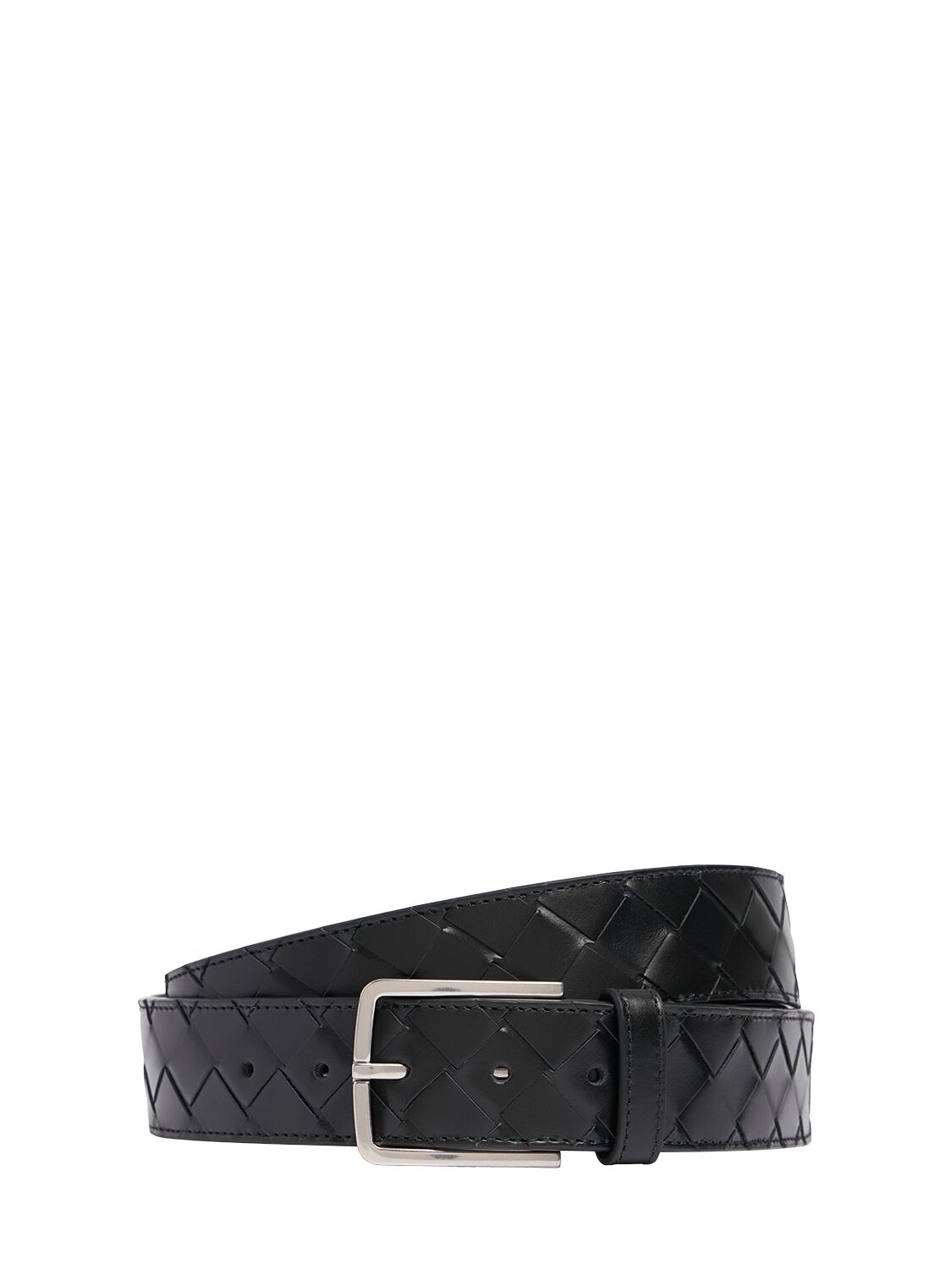 Bottega Veneta 3.5cm Intrecciato Leather Belt In Black