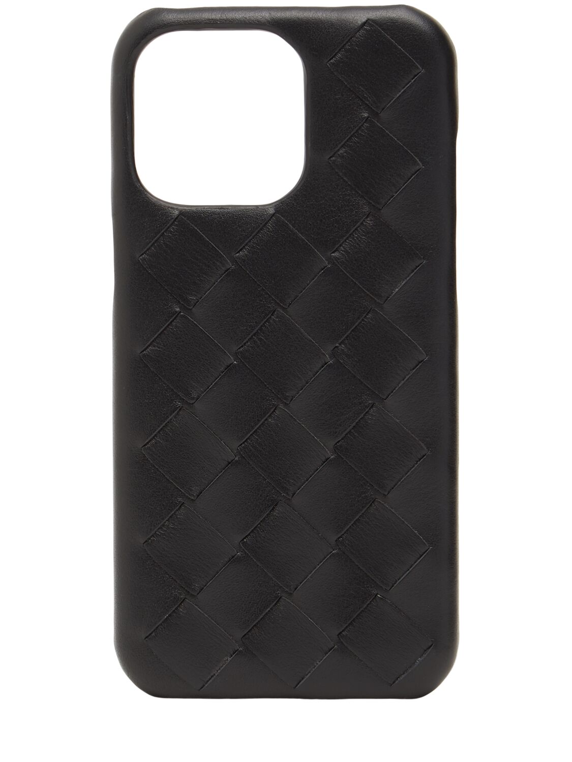 Bottega Veneta Intrecciato Leather Iphone 15 Pro Case In Black
