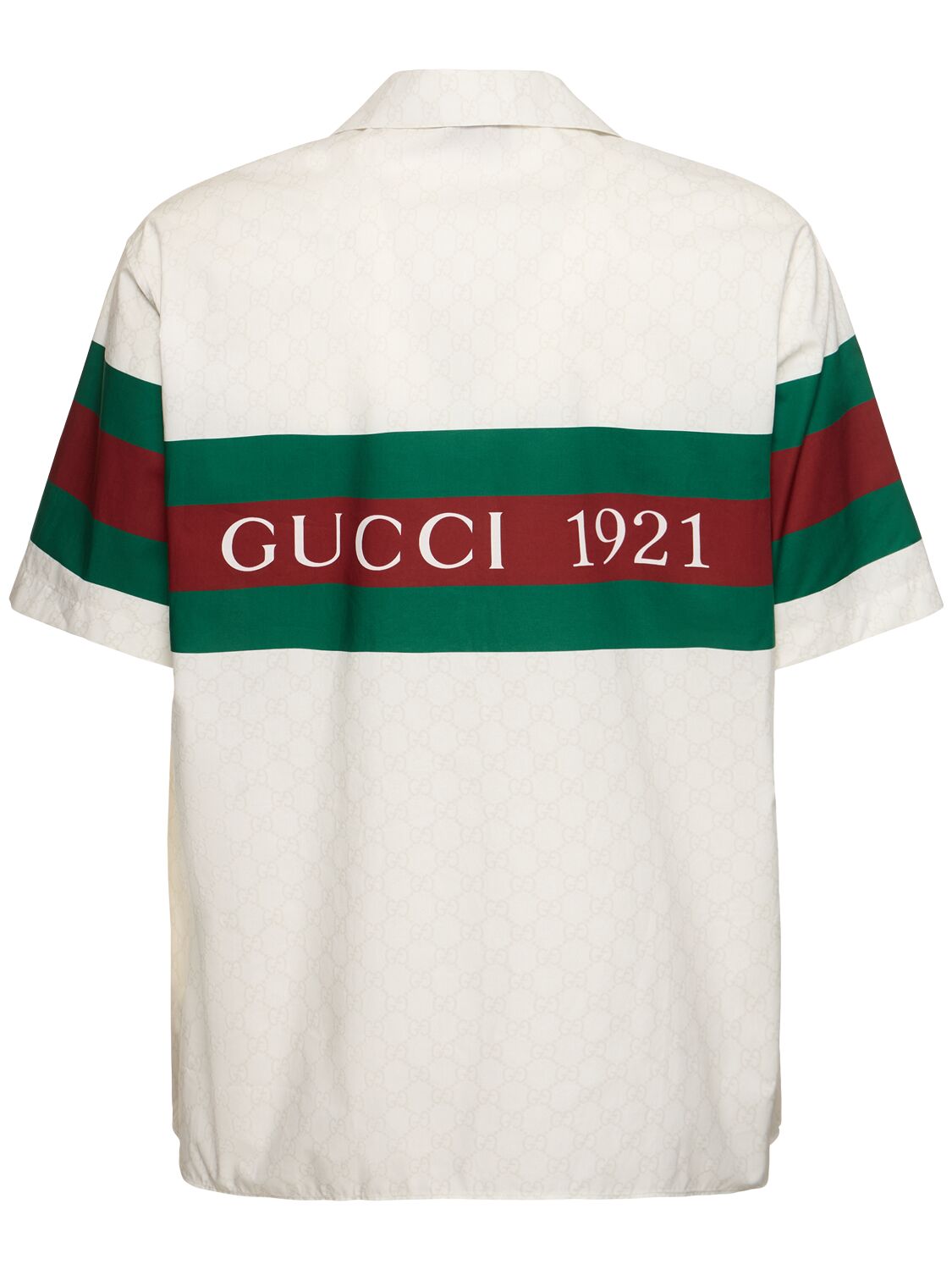 Shop Gucci 1921 Web Cotton Shirt In White,green,red