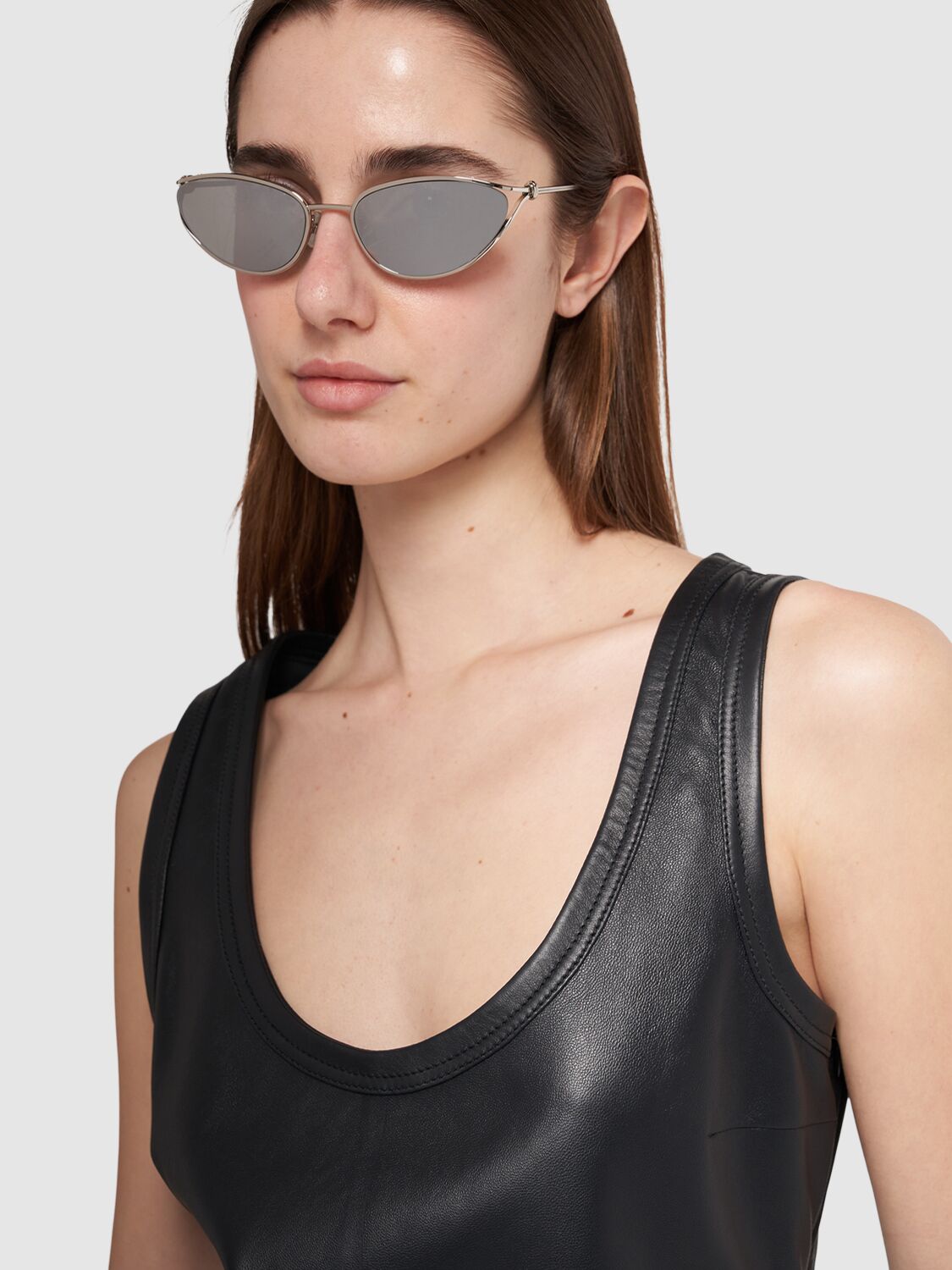 Shop Bottega Veneta Bv1330s Knot Cat Eye Metal Sunglasses In Silver