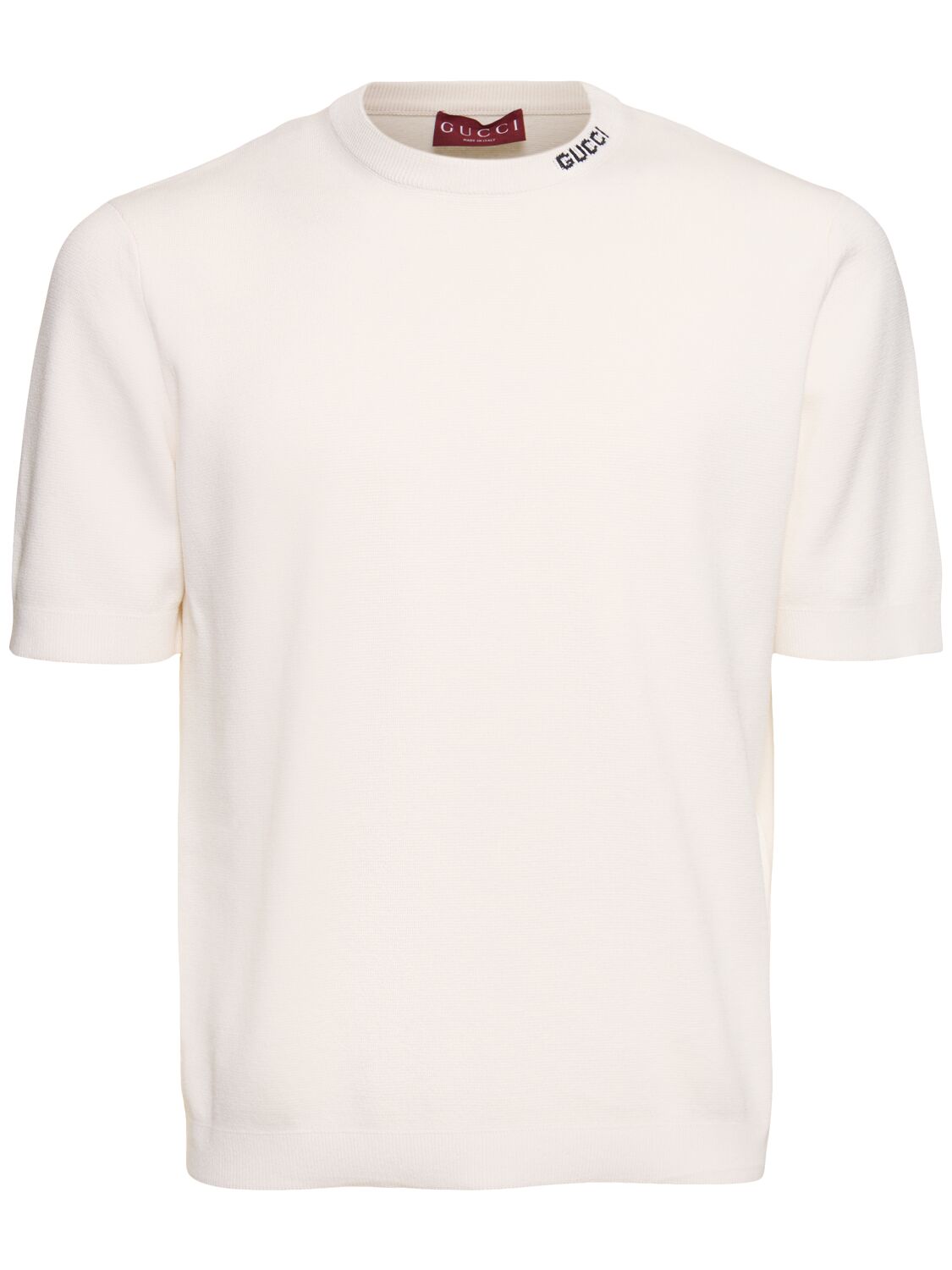 Gucci Logo Intarsia Silk & Cotton T-shirt In White