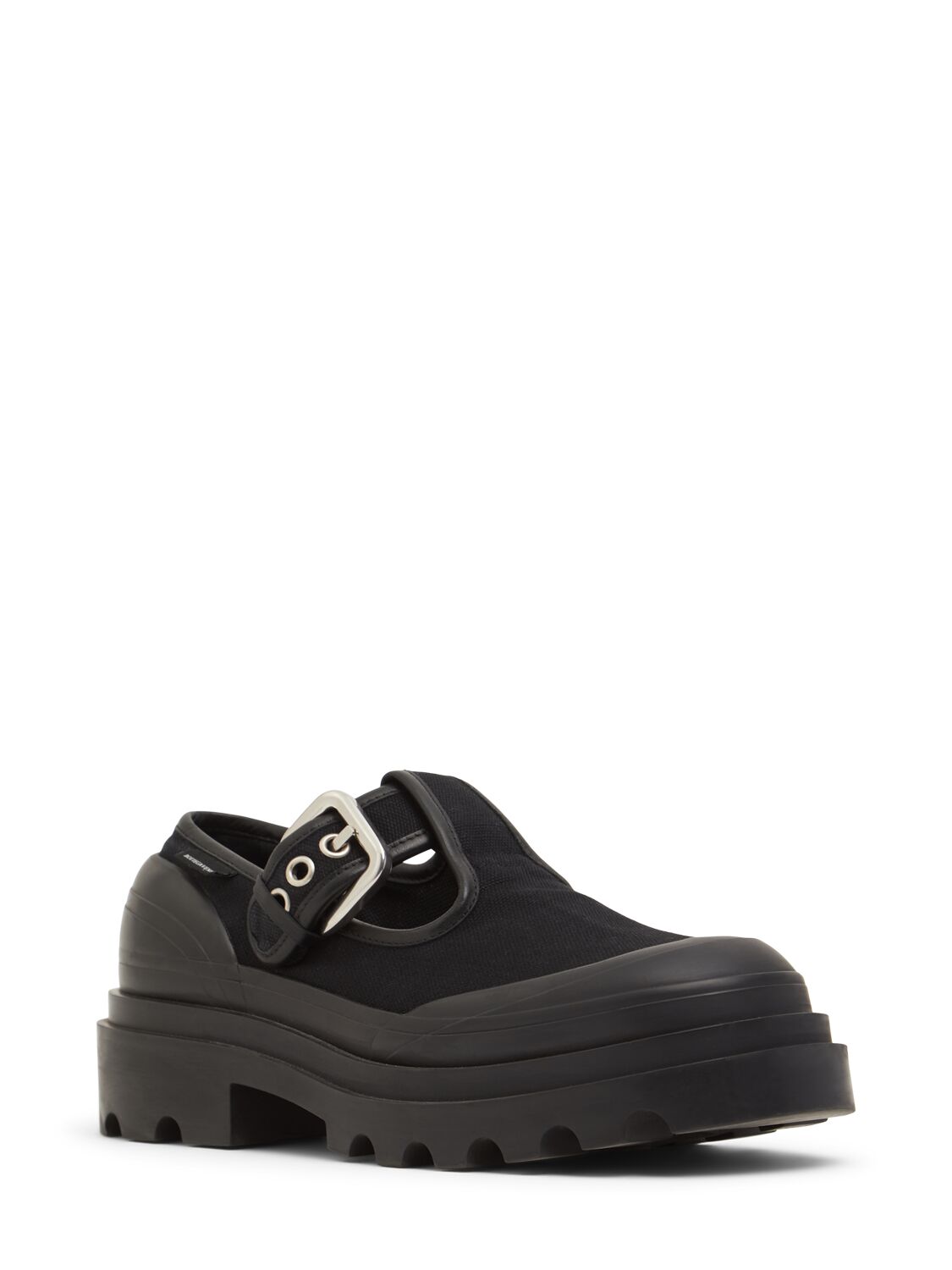 Shop Bottega Veneta 70mm Trek Canvas Mary-jane Shoes In Black