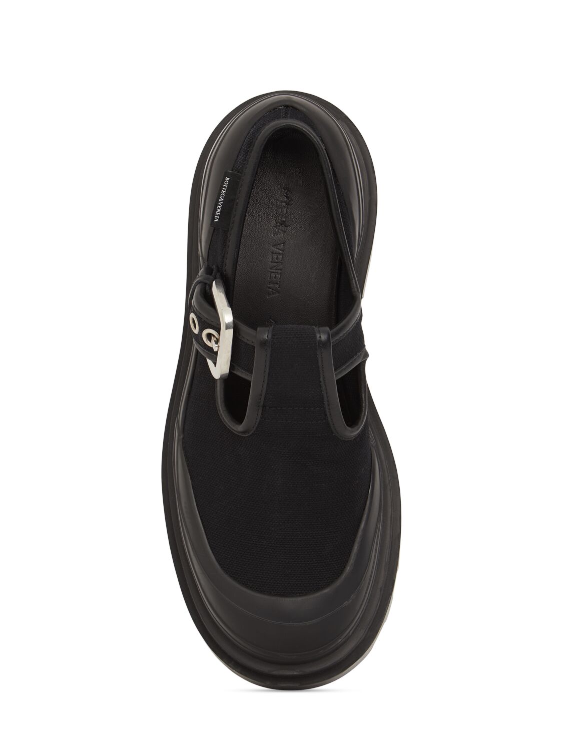 Shop Bottega Veneta 70mm Trek Canvas Mary-jane Shoes In Black