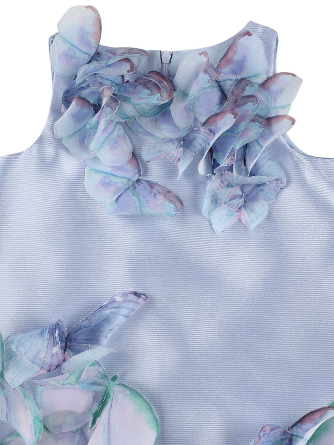 Shop Nikolia Taffeta Dress W/ Butterfly Appliqués In Light Blue