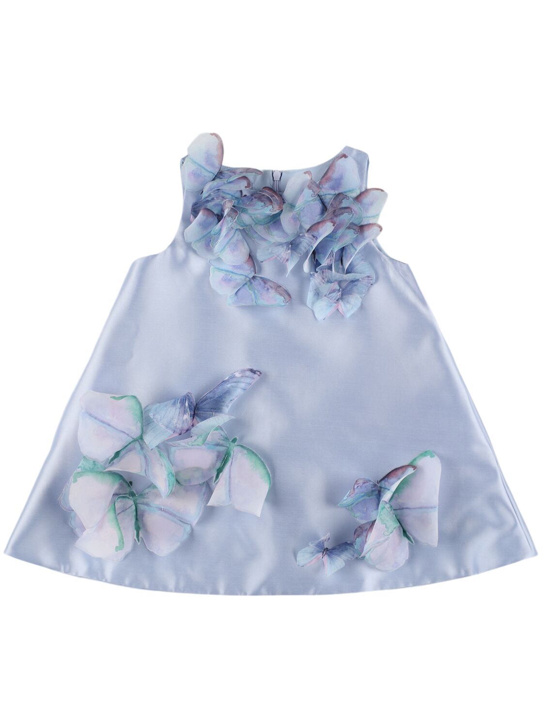 Nikolia Kids' Taffeta Dress W/ Butterfly Appliqués In Light Blue